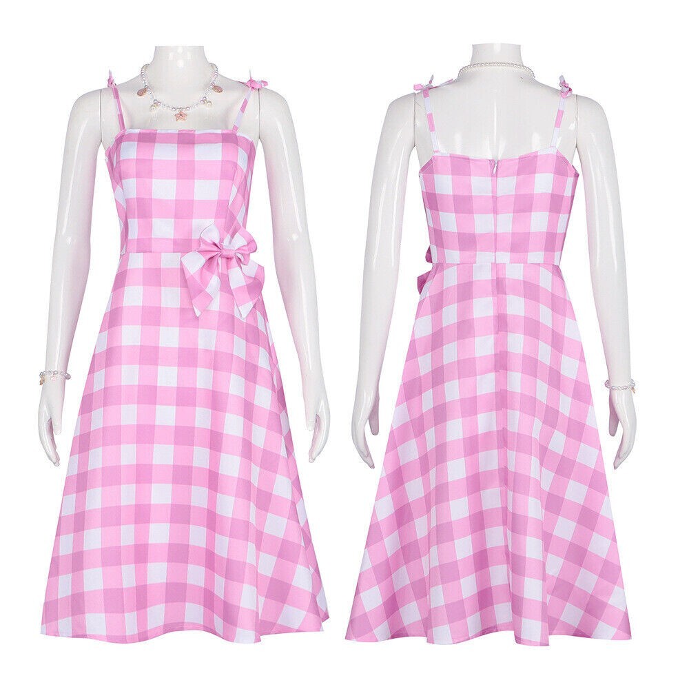 Pink Plaid Gingham Dress Vintage Retro Barbie Taffeta Sleeveless Checkered Dress Pink Plaid Gingham Dress Vintage Retro Barbie Taffeta Sleeveless Checkered Dress