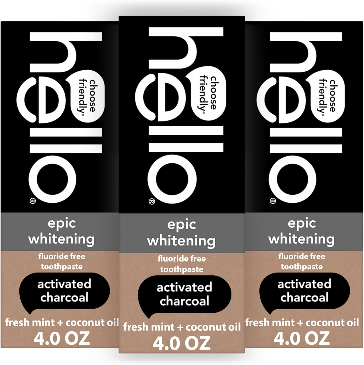 hello Epic Whitening Activated Charcoal Toothpaste 4 oz 3-Pack Fluoride Free hello Epic Whitening Activated Charcoal Toothpaste 4 oz 3-Pack Fluoride Free