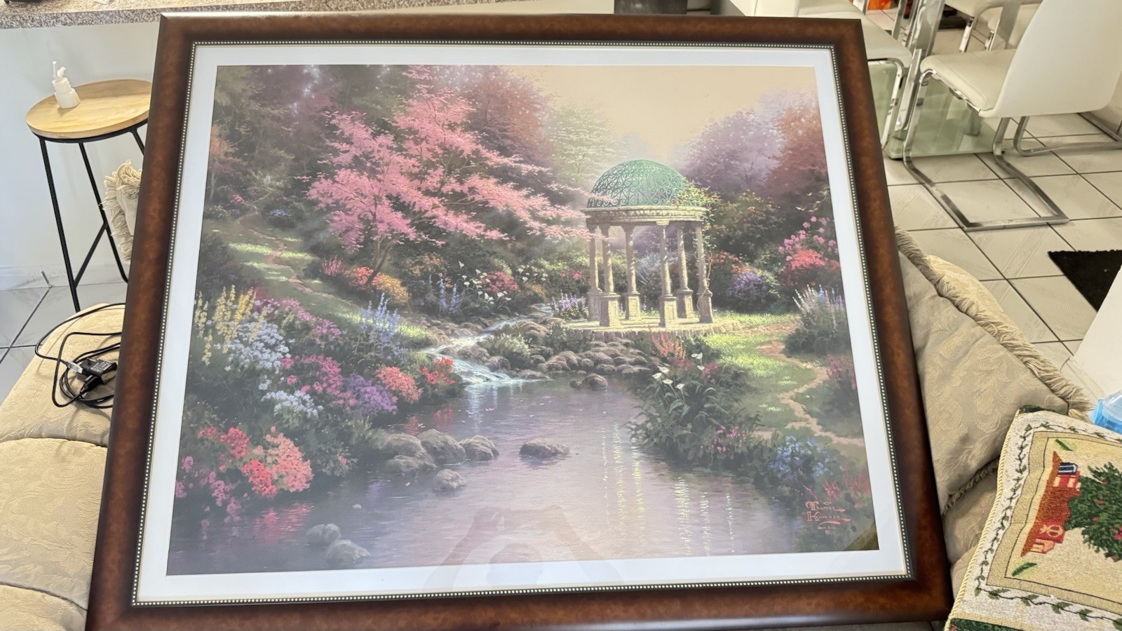 Thomas Kinkade Pools of Serenity Large Framed Landscape Print Garden Gazebo Thomas Kinkade Pools of Serenity Large Framed Landscape Print Garden Gazebo