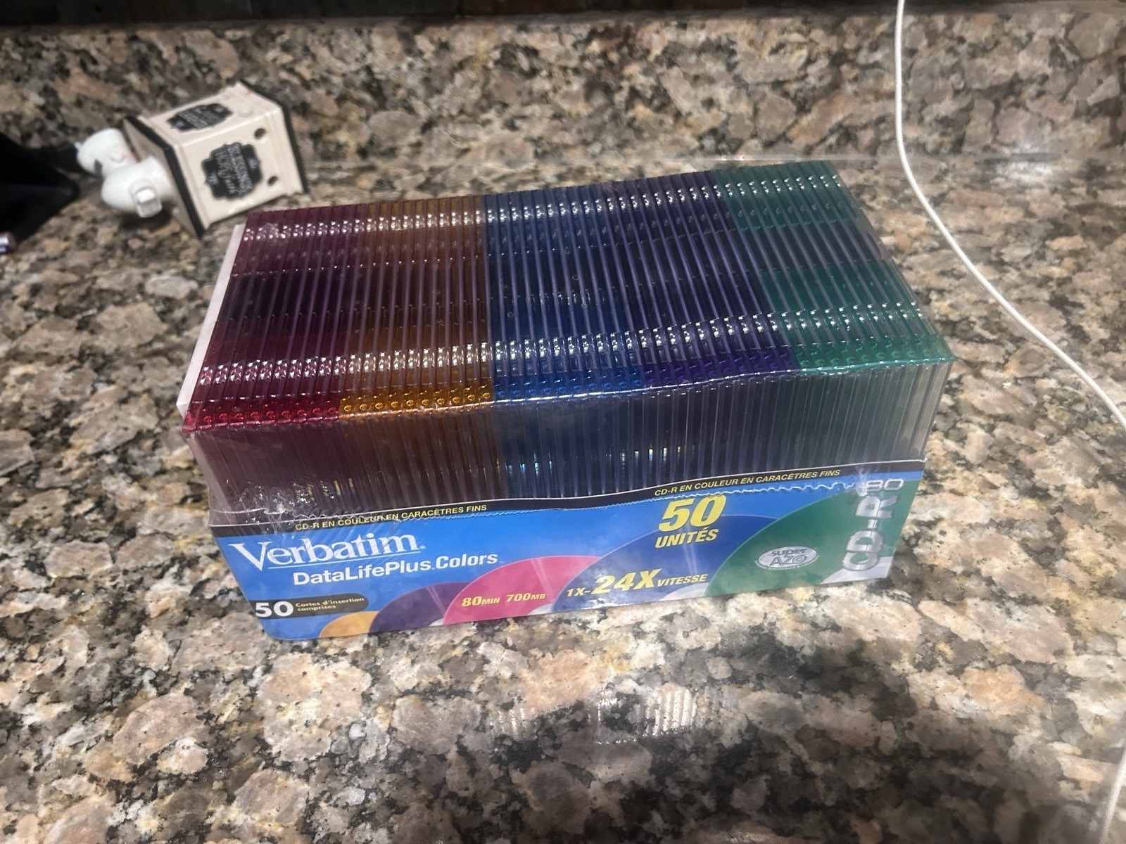 Verbatim Colors 50 Pack CD-R Blank Disks 93935 80 Min 700 mb Super Slim Cases