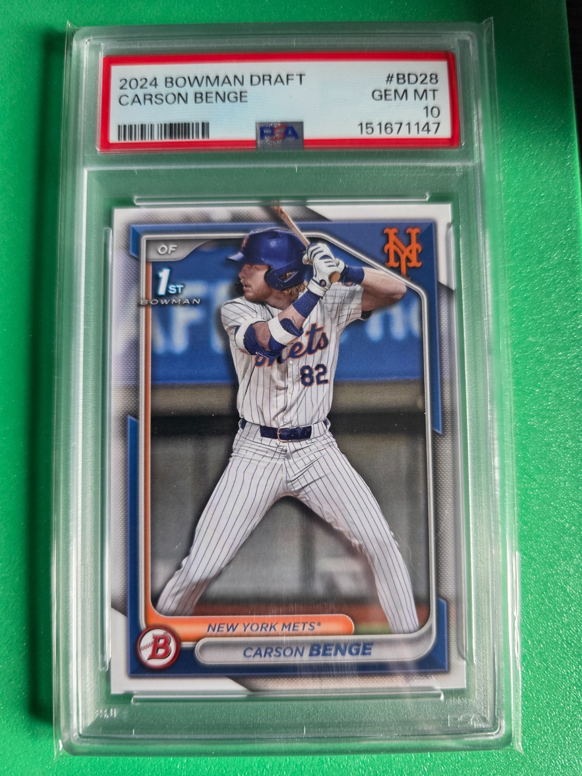 2024 Bowman Draft CARSON BENGE #BD28 ROOKIE 1ST PSA 10 NEW YORK METS RC 2024 Bowman Draft CARSON BENGE #BD28 ROOKIE 1ST PSA 10 NEW YORK METS RC