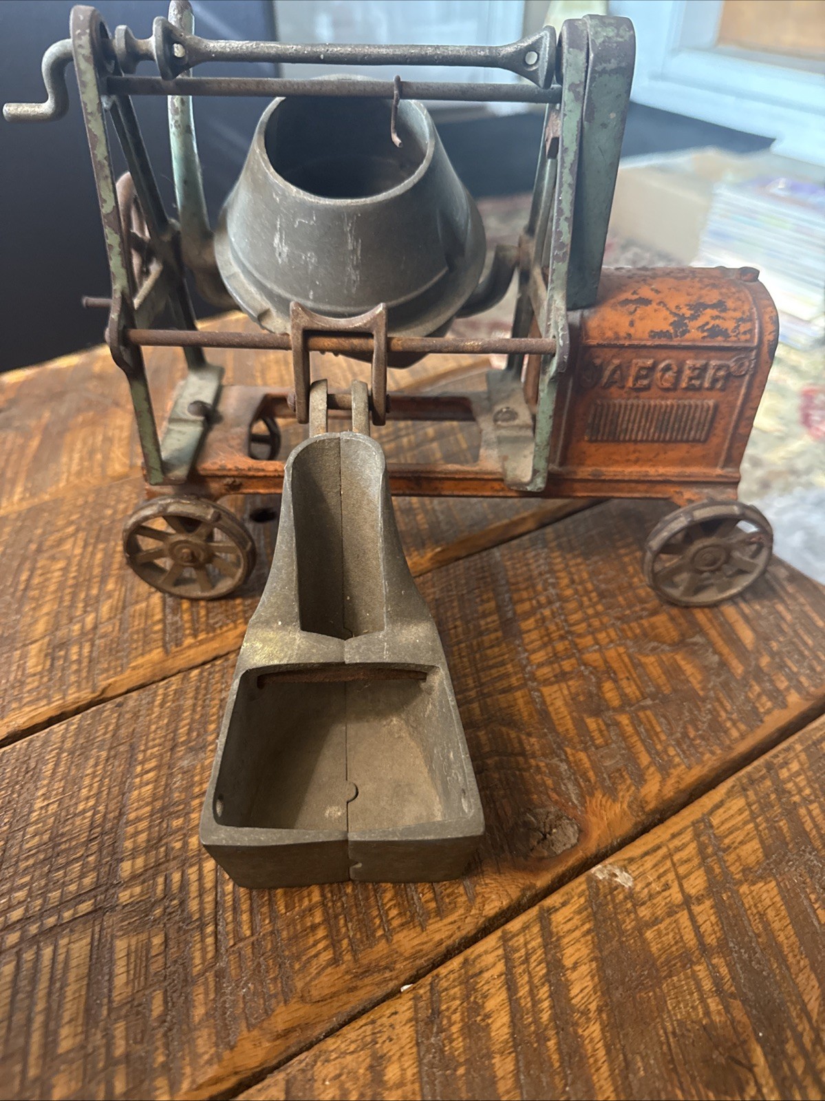 Antique Kenton Jaeger Cement Mixer Vintage Farm Toy Cast Iron Antique Kenton Jaeger Cement Mixer Vintage Farm Toy Cast Iron