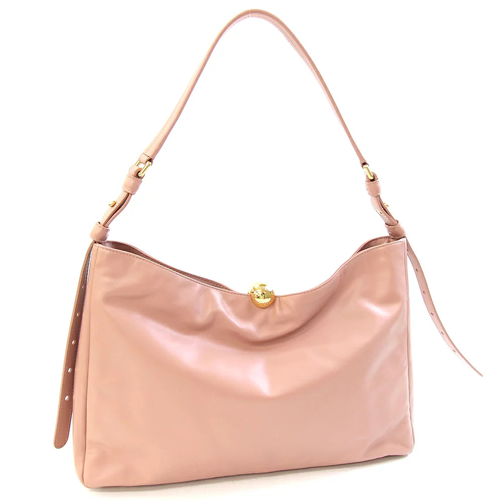 Furla Pre-Owned Sfera Wb01365 Pink Beige Leather Shoulder Bag For *Cpg8889