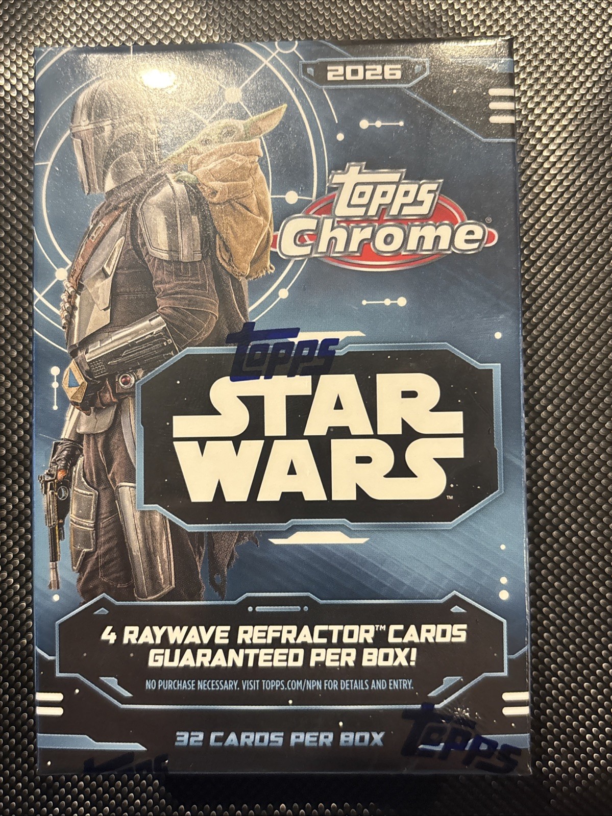 Topps 2025 Chrome Star Wars Sealed Blaster Box 32ct Mandalorian Grogu