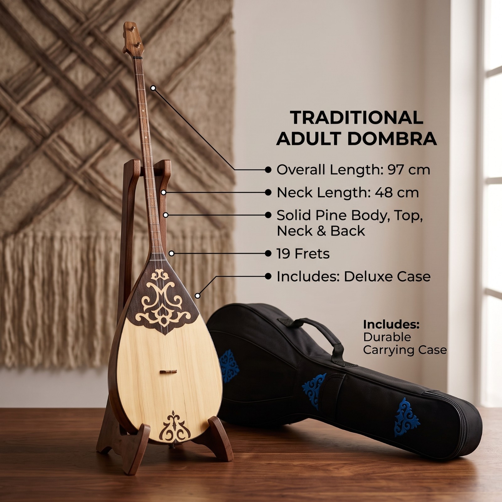 NOMAD Traditional Kazakh Dombra (97cm) – Full Adult Size with Case NOMAD Traditional Kazakh Dombra (97cm) – Full Adult Size with Case