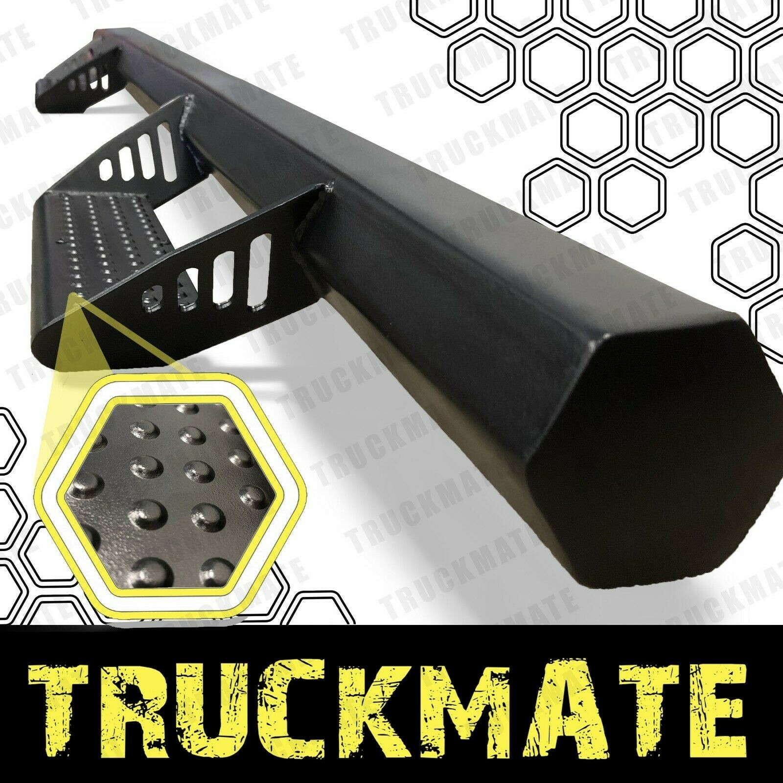 Fit 2016-2023 Nissan TITAN Crew Cab Running Board Side Step HEX Black Nerf Bar Fit 2016-2023 Nissan TITAN Crew Cab Running Board Side Step HEX Black Nerf Bar
