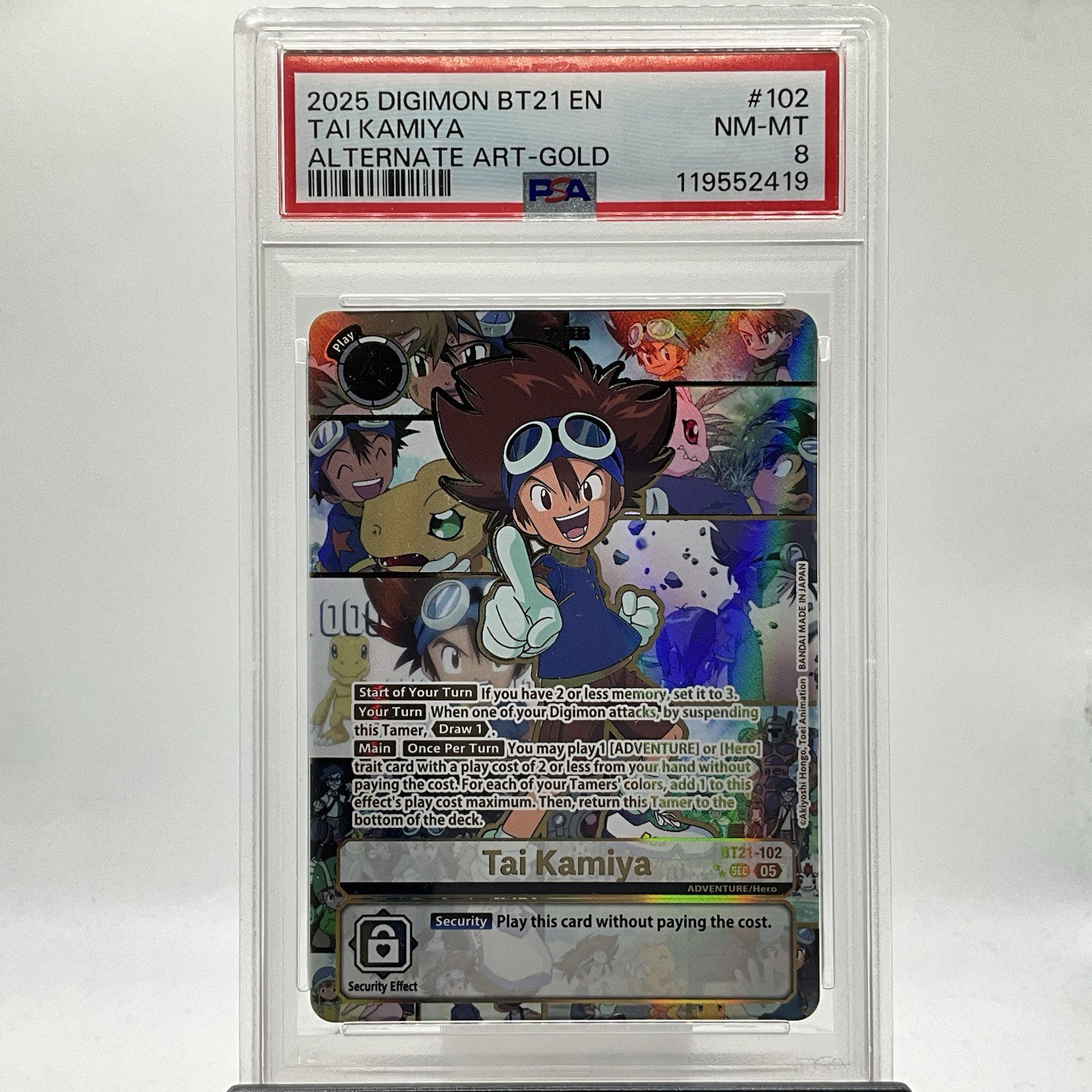 Digimon BT21 #102 Tai Kamiya Alternate Art Gold PSA 8 Digimon BT21 #102 Tai Kamiya Alternate Art Gold PSA 8