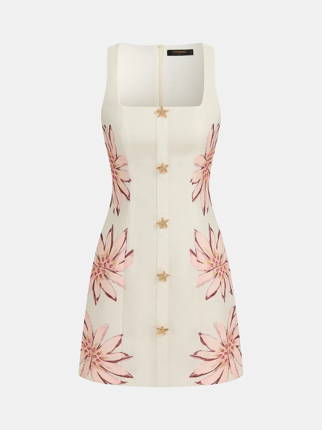 Commense Floral Mini Dress With Starfish Buttons
