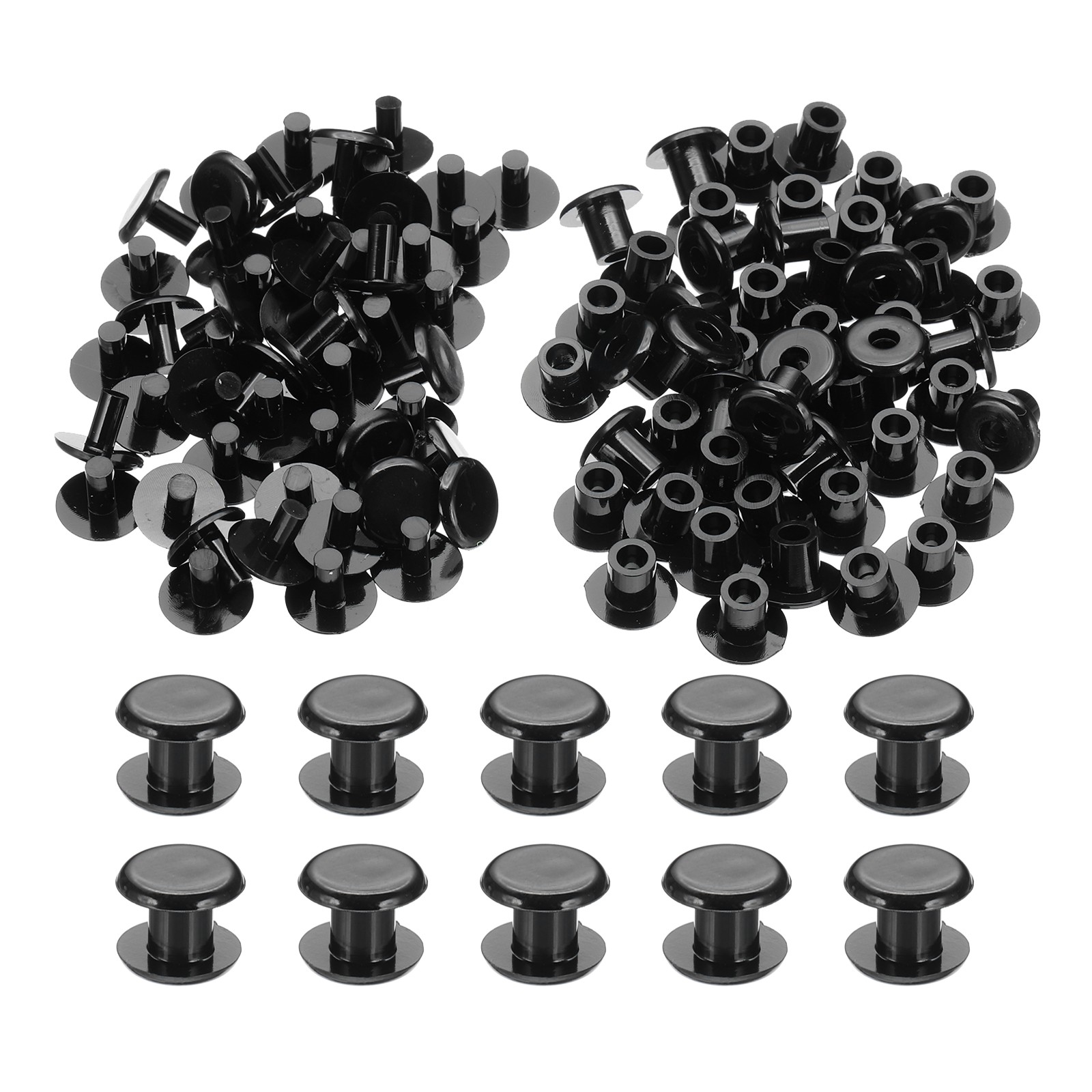 50Set M5*6mm Plastic Binding Post Screw Rivet Post Press-on Buckle Black 50Set M5*6mm Plastic Binding Post Screw Rivet Post Press-on Buckle Black