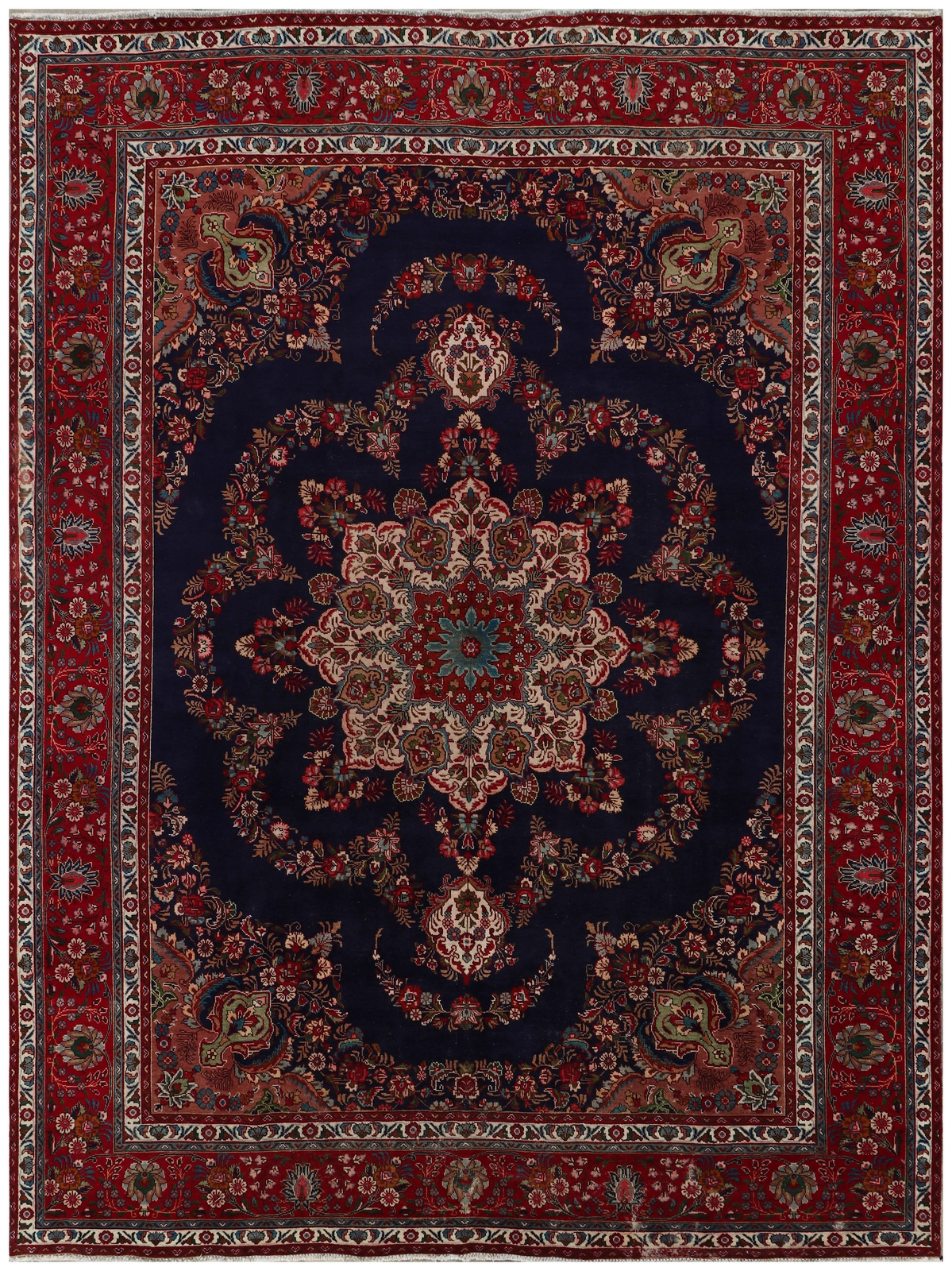 10x13 Navy Blue Authentic Hand-Knotted Wool Rug PK115