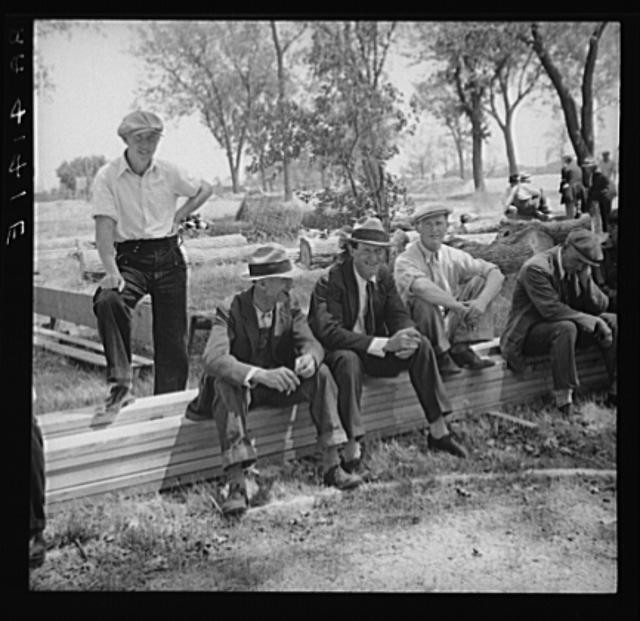 Photo:Galena Kansas 1936 Unemployed Miners FSA Men Sitting Outdoors