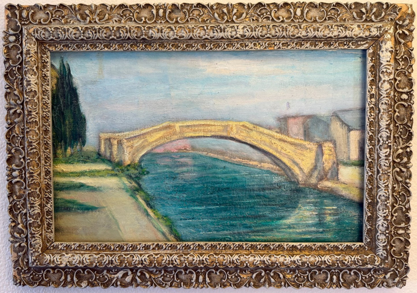 Antique Original Oil Painting Venice California Landscape Listed Artist Framed