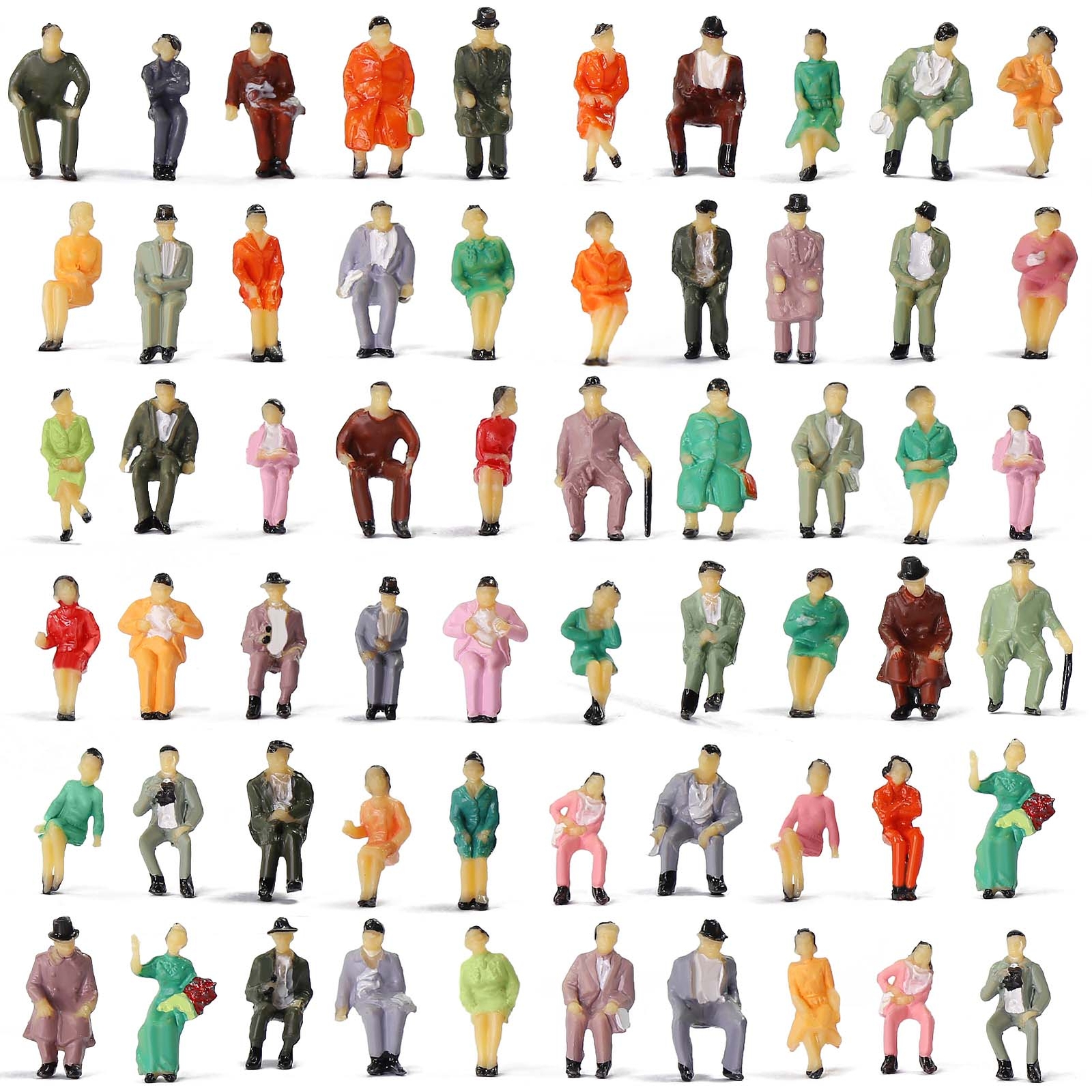 P87S 60pcs All Seated HO Scale 1:87 Painted Figures Passenger Sitting People P87S 60pcs All Seated HO Scale 1:87 Painted Figures Passenger Sitting People