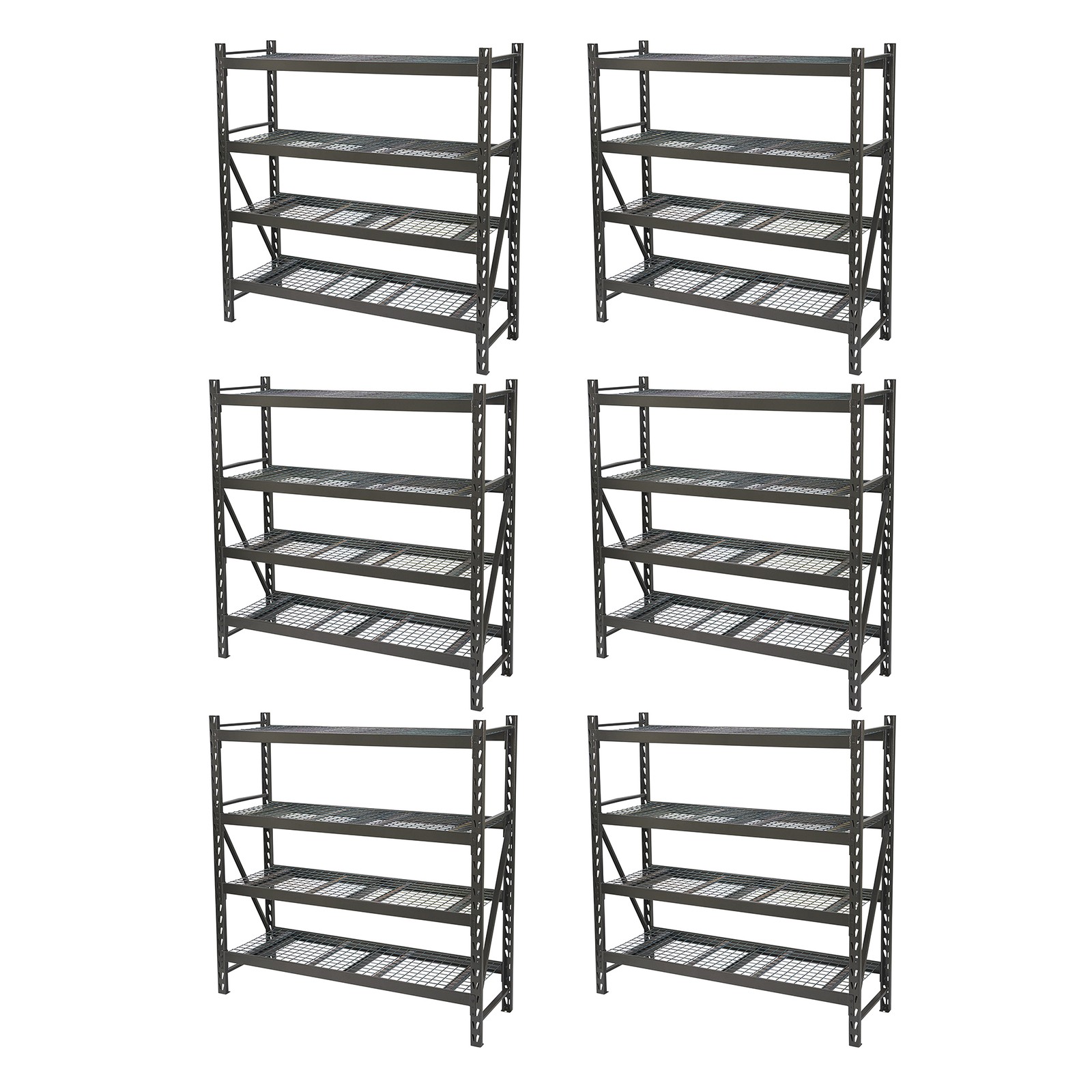 Ironton 4-Tier Storage Shelving, 77in., 6-Pk., 77in.W x 72in.H x 24in.D Ironton 4-Tier Storage Shelving, 77in., 6-Pk., 77in.W x 72in.H x 24in.D