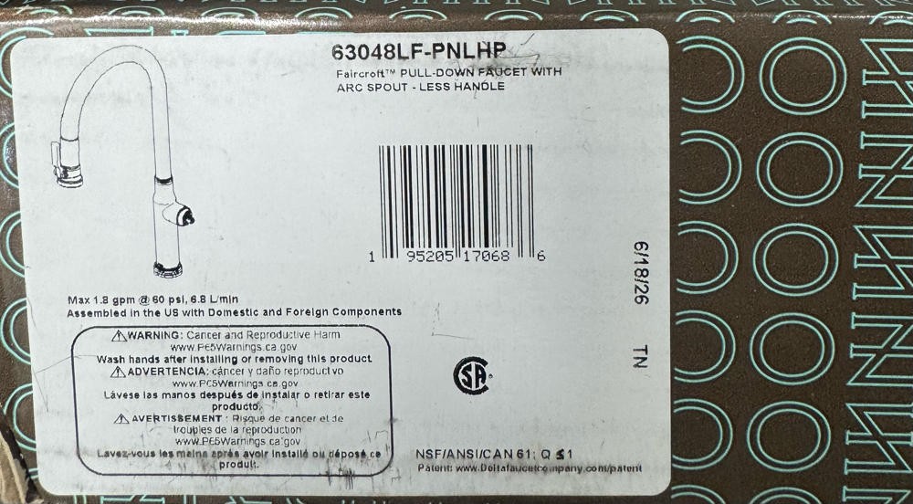 Brizo 63048LF-PNLHP  Faircroft 1.8 GPM Pull Down Kitchen Faucet - Less Handle