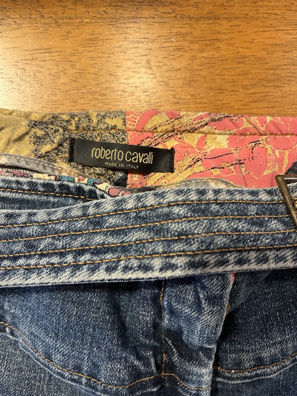 Vintage Women’s Roberto Cavalli Blue Jeans with Buckle, Size XS Vintage Women’s Roberto Cavalli Blue Jeans with Buckle, Size XS
