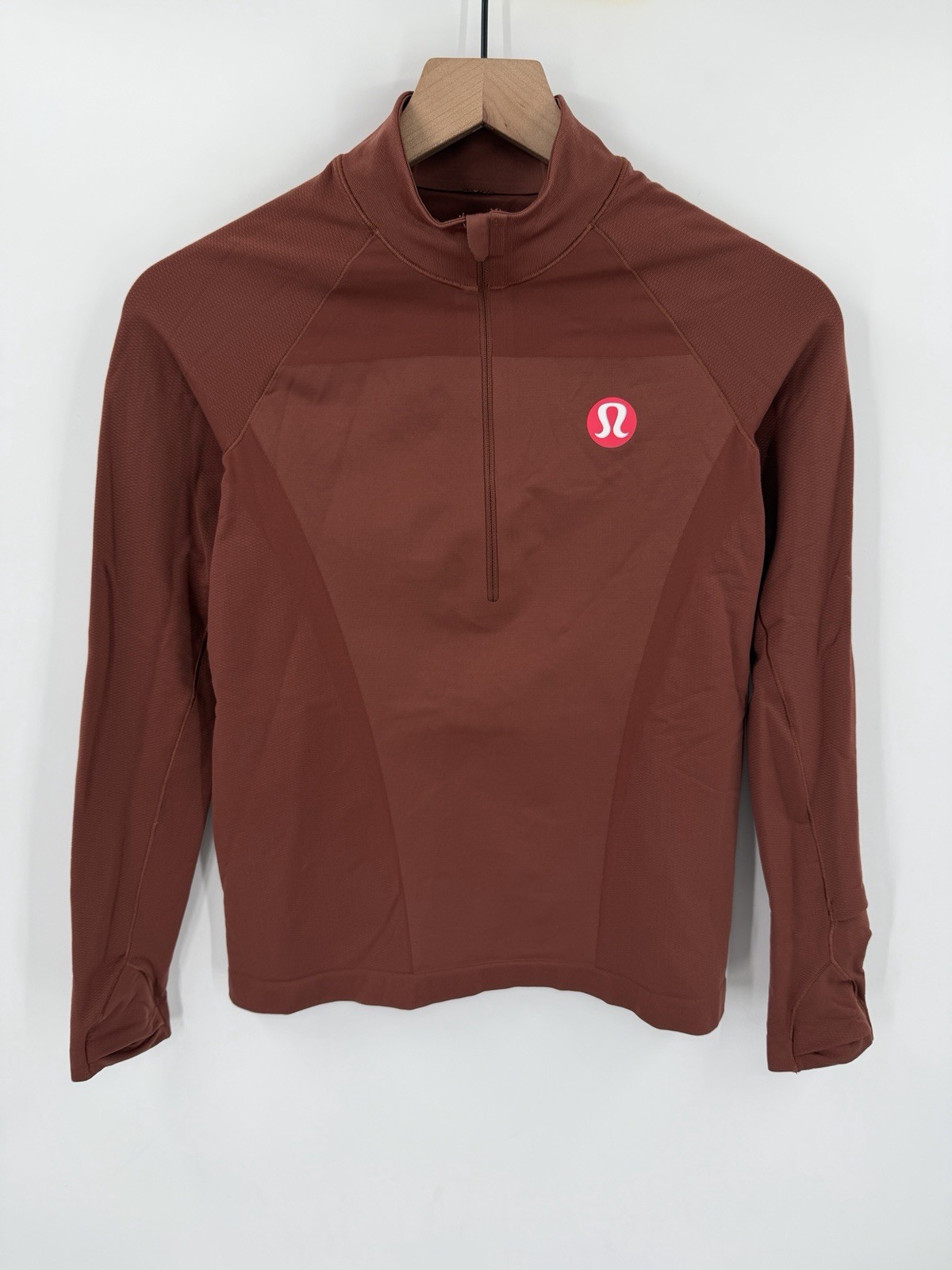 Lululemon Rulu Running Cropped 1/2 Zip Size 4 Long Sleeve Top Dark Terracotta Lululemon Rulu Running Cropped 1/2 Zip Size 4 Long Sleeve Top Dark Terracotta