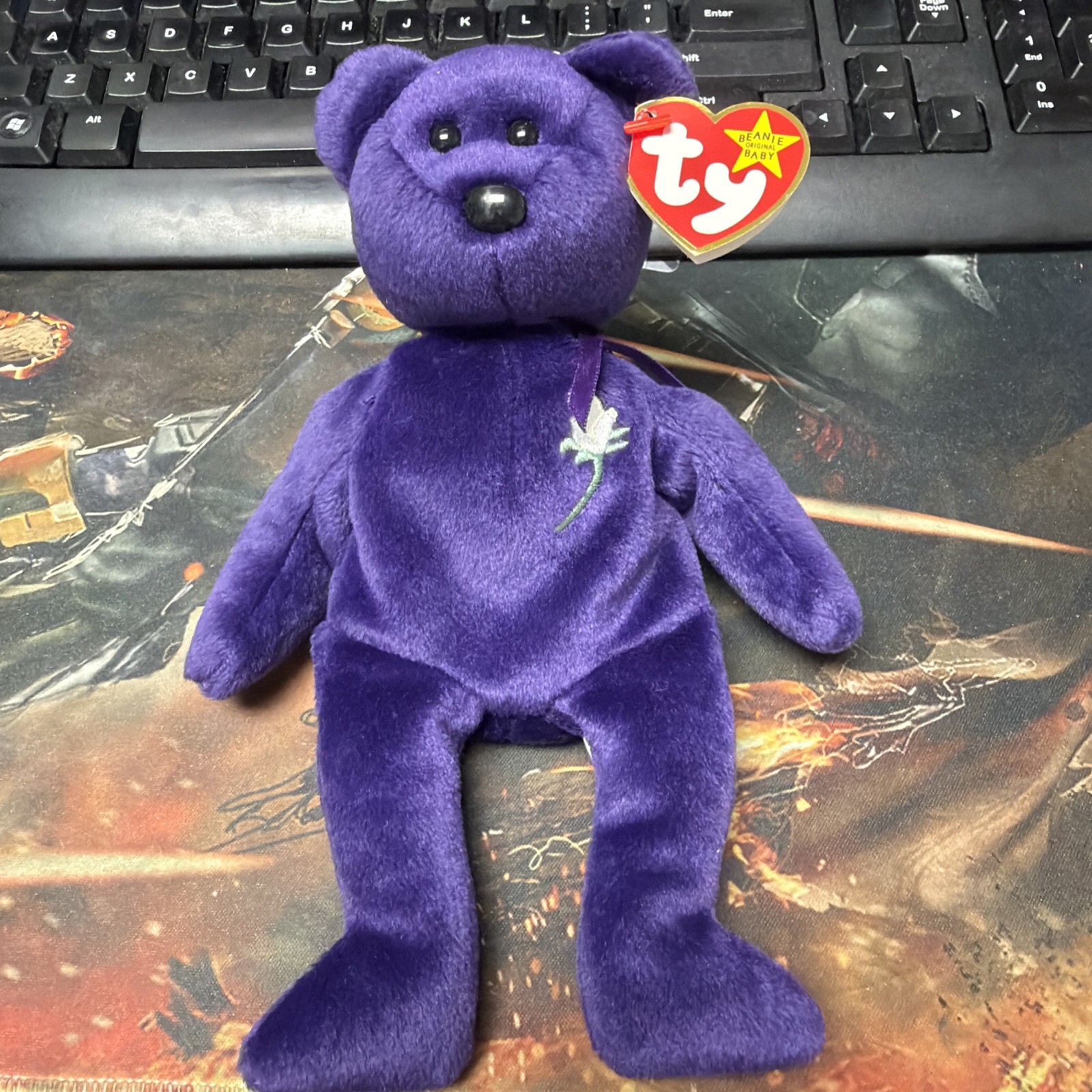 Ty Beanie Baby 1997 Princess Diana Bear Purple White Rose Memorial w/ tag Ty Beanie Baby 1997 Princess Diana Bear Purple White Rose Memorial w/ tag