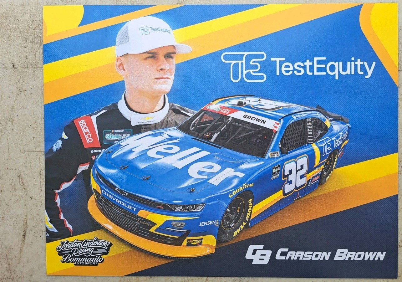Carson Brown 2026 8x10 Test Equity NASCAR O\'Reilly Series Hero Post Card