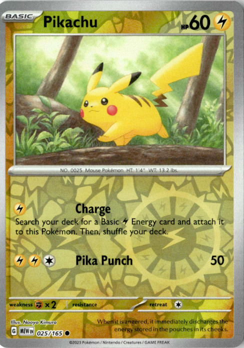Pikachu Reverse Holo Common SV: Scarlet & Violet 151 025/165 NM