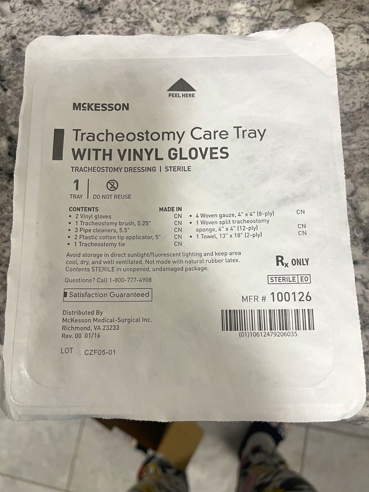 McKesson Tracheostomy Care Tray Sterile Disposable w/ Vinyl Gloves White 100126 McKesson Tracheostomy Care Tray Sterile Disposable w/ Vinyl Gloves White 100126