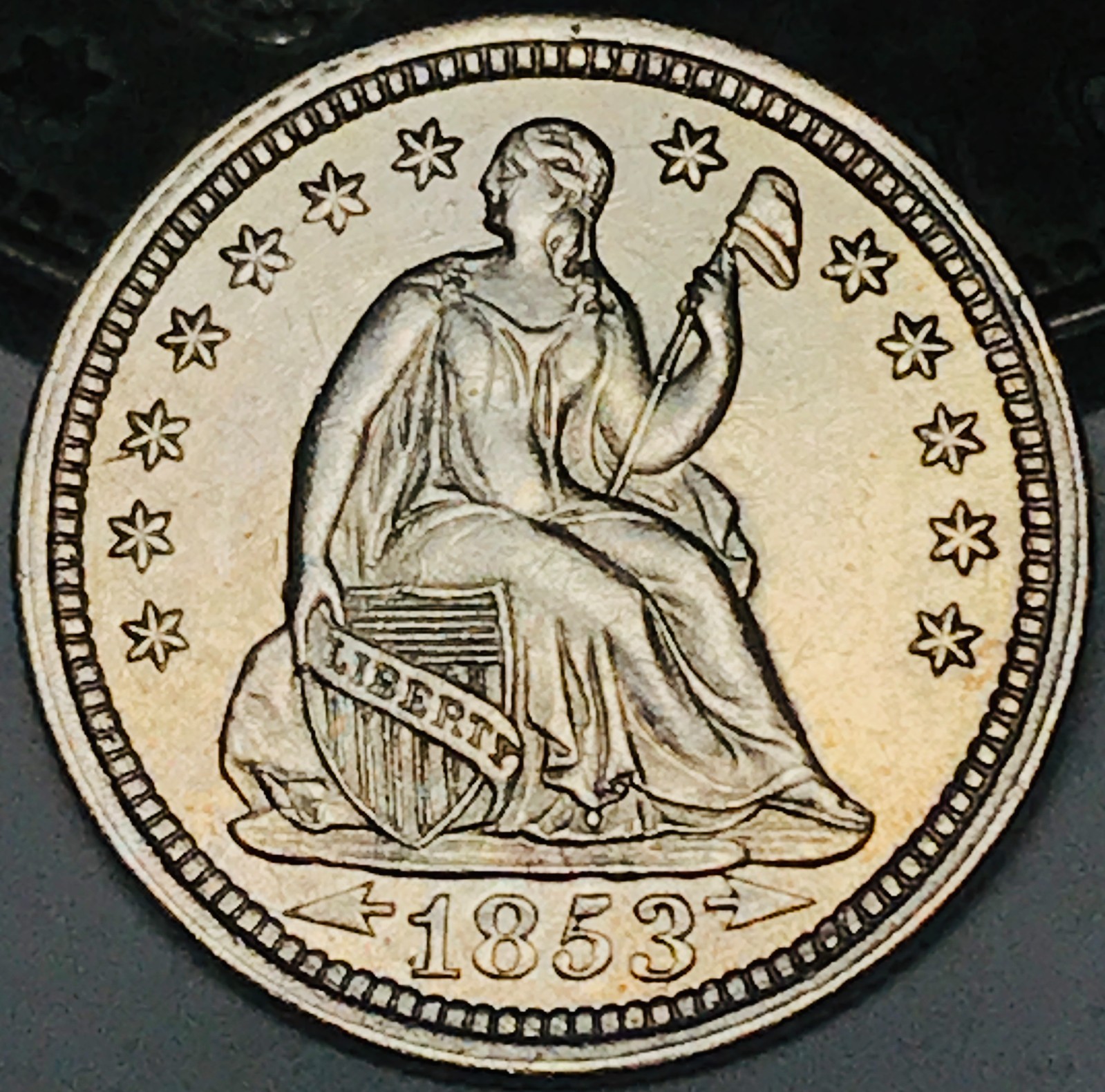 1853 Seated Liberty Half Dime 5C Arrows Choice 90% Silver US Coin CC31575 1853 Seated Liberty Half Dime 5C Arrows Choice 90% Silver US Coin CC31575