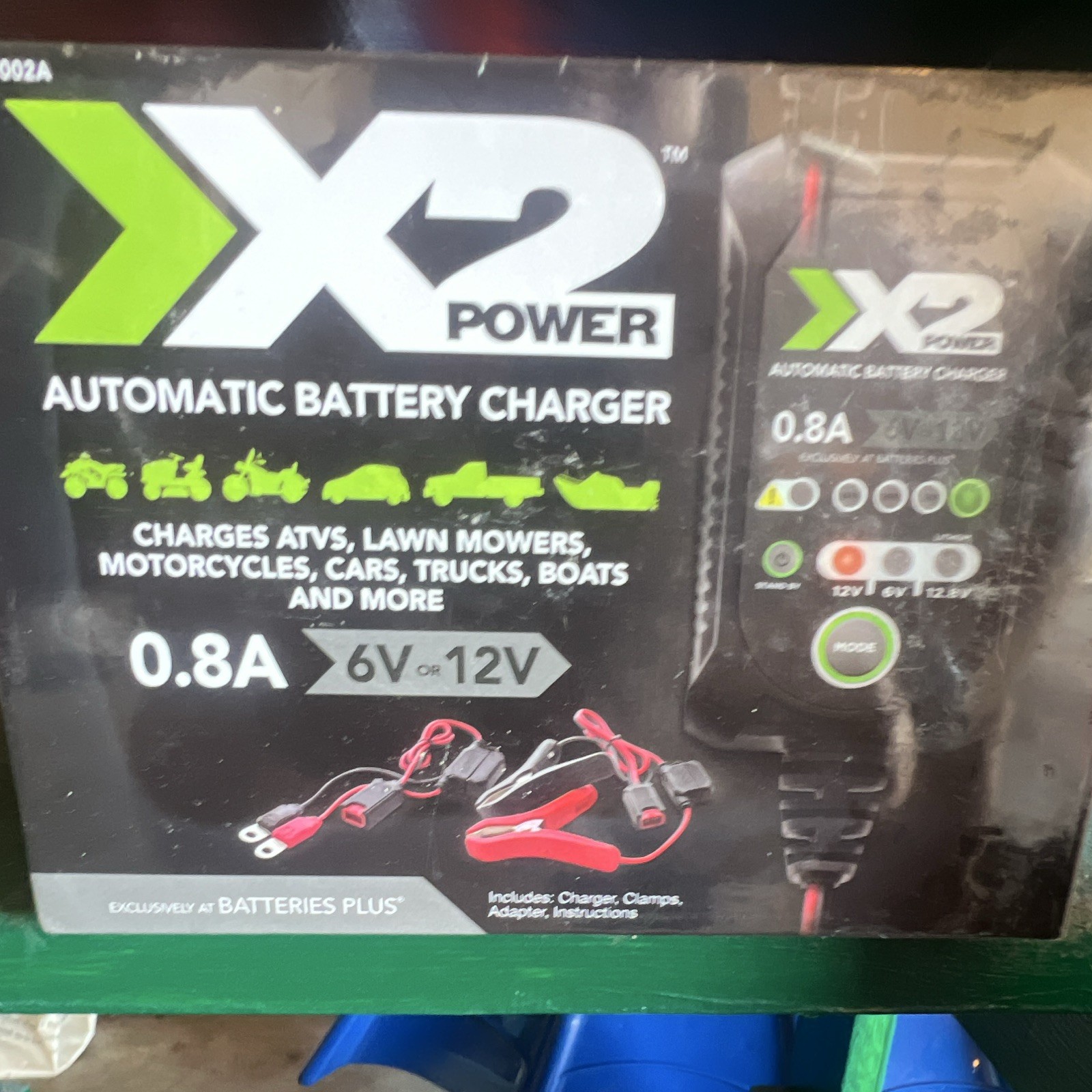 X2 Power Automatic Battery Charger 0.8A 6V/12V Lithium for ATVs, Cars, Trucks X2 Power Automatic Battery Charger 0.8A 6V/12V Lithium for ATVs, Cars, Trucks