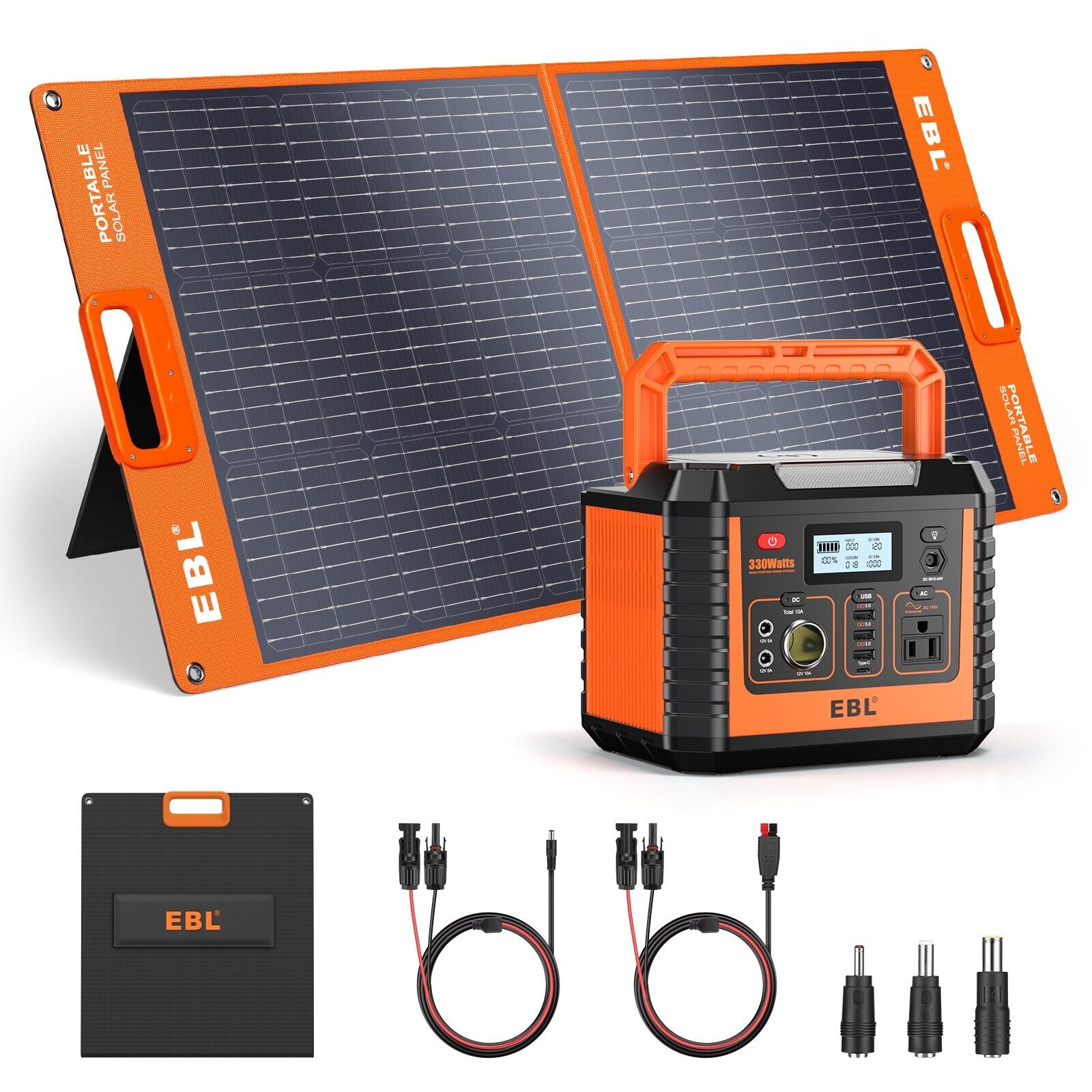 Universal 100W Portable Solar Panel Kit for 240-1000/1500/2000 Power Station USA