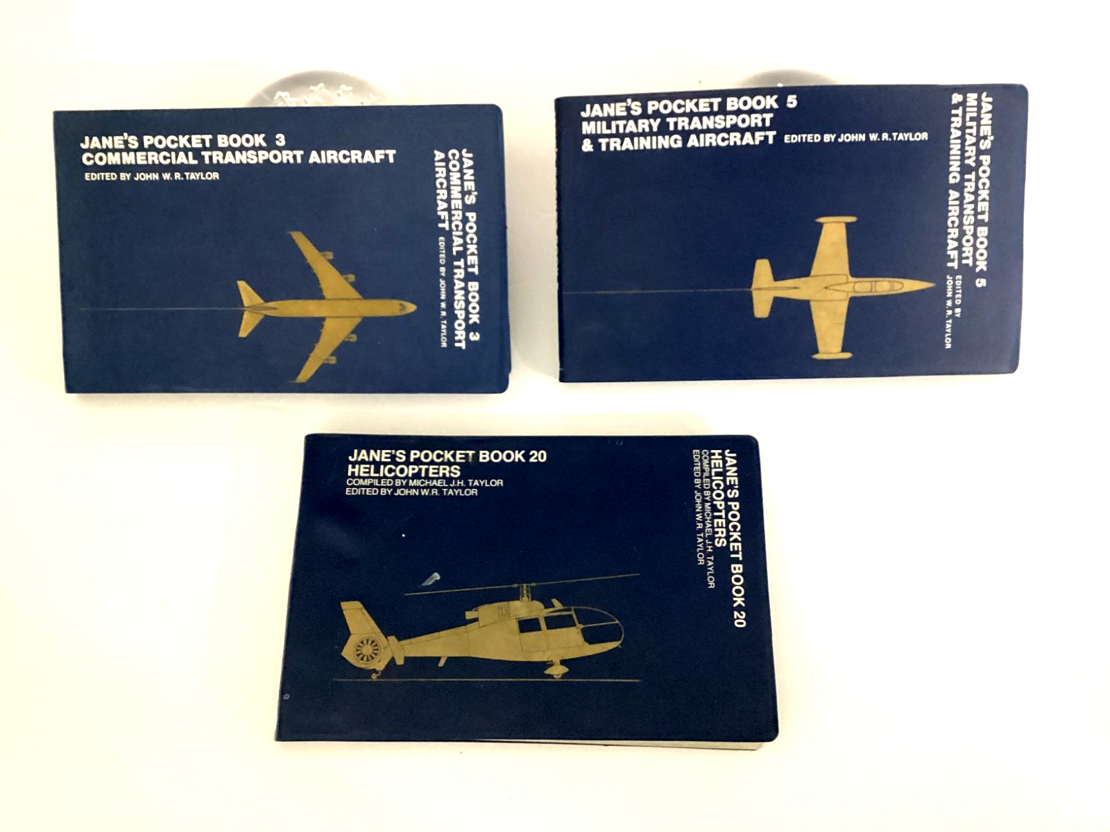 VINTAGE JANE\'S POCKET BOOKS 3, 5 & 20 AIRCRAFT & HELICOPTERS & MILITARY LOT OF 3