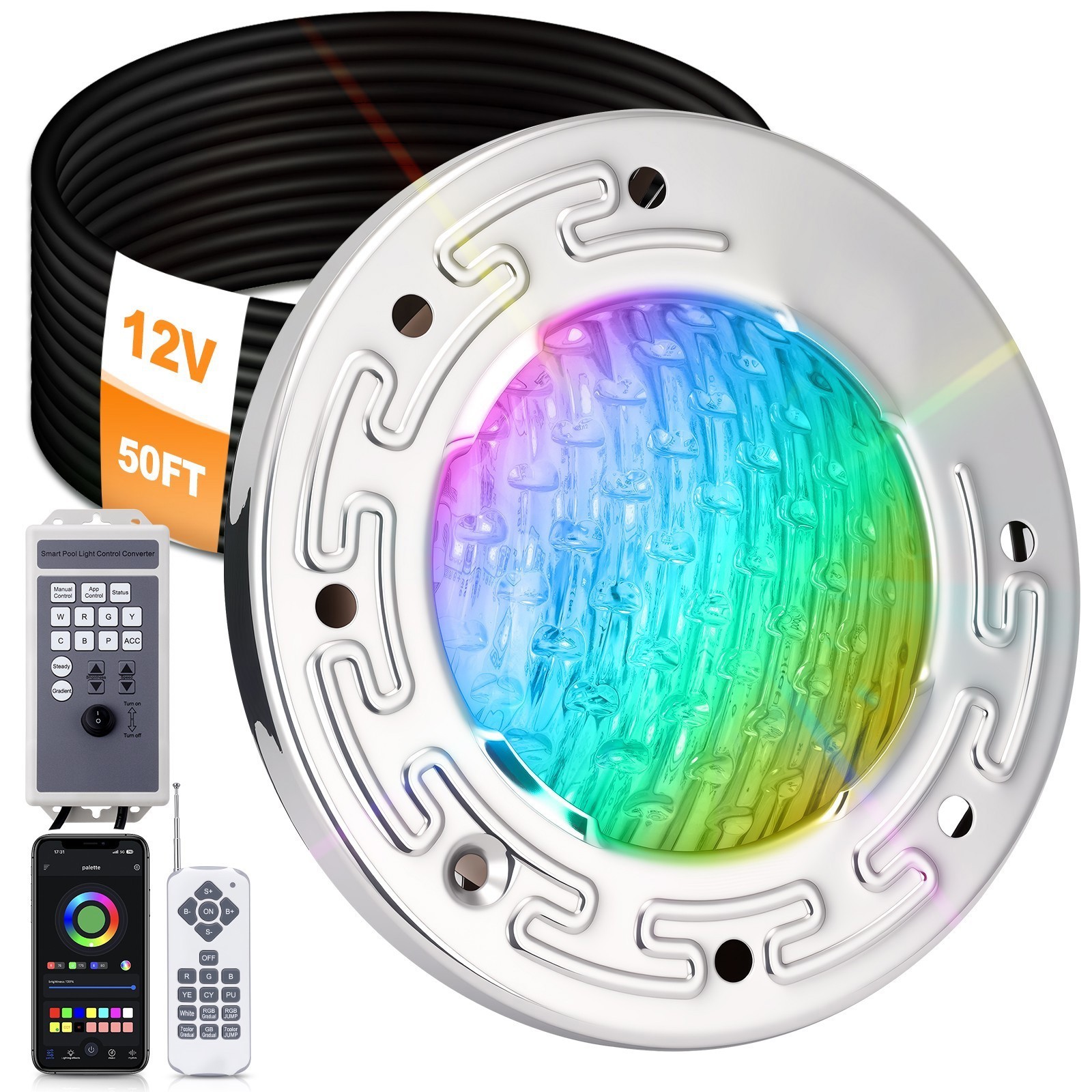 6 Inch 15W RGB LED Pool Light for Inground Pool w/Controller for Inground Pool