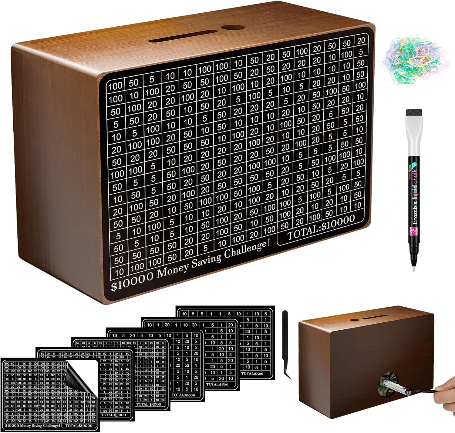 Wooden Money Saving Box, Cash Vault Savings Box for $10000 $5000 $3000 $1000 Wooden Money Saving Box, Cash Vault Savings Box for $10000 $5000 $3000 $1000