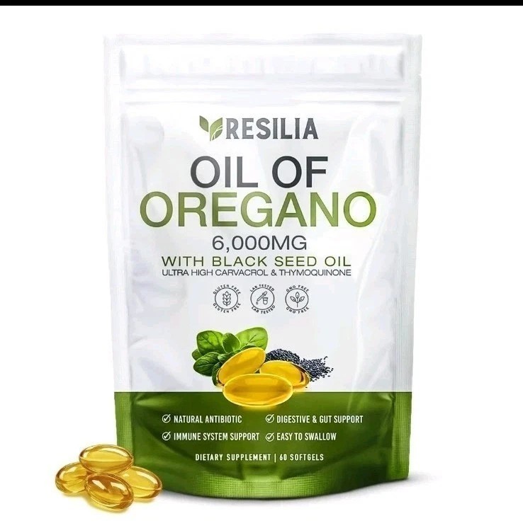 Resilia Oil of Oregano 6000mg with Black Seed Oil Softgels – 60 Capsules 1-5x