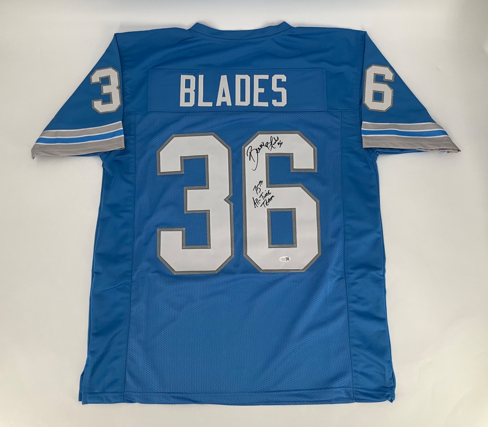 BENNIE BLADES DETROIT LIONS SIGNED CUSTOM STITCHED JERSEY JSA WITNESS COA