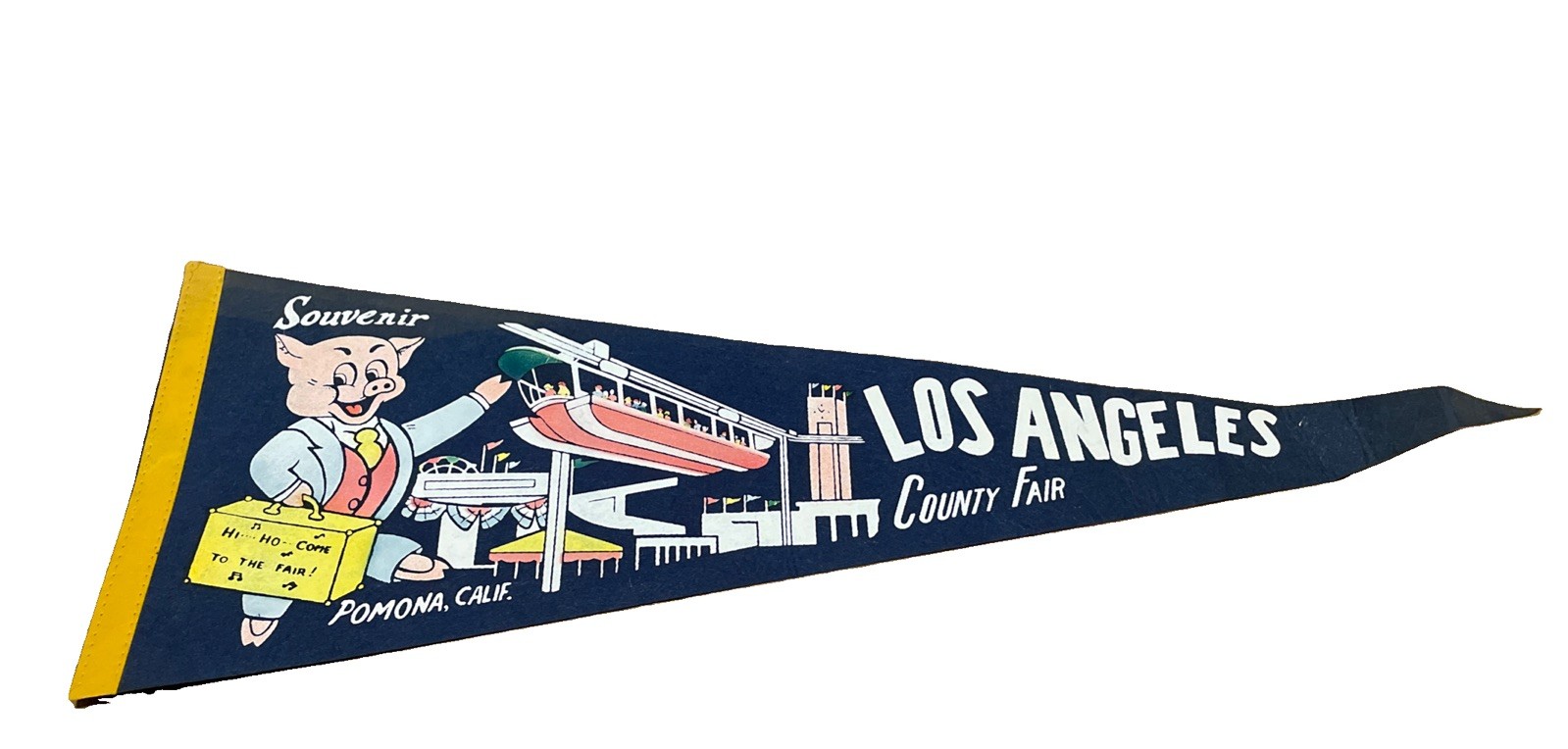 VINTAGE 1950s LOS ANGELES COUNTY FAIR POMONA CALIFORNIA PENNANT BANNER VINTAGE 1950s LOS ANGELES COUNTY FAIR POMONA CALIFORNIA PENNANT BANNER