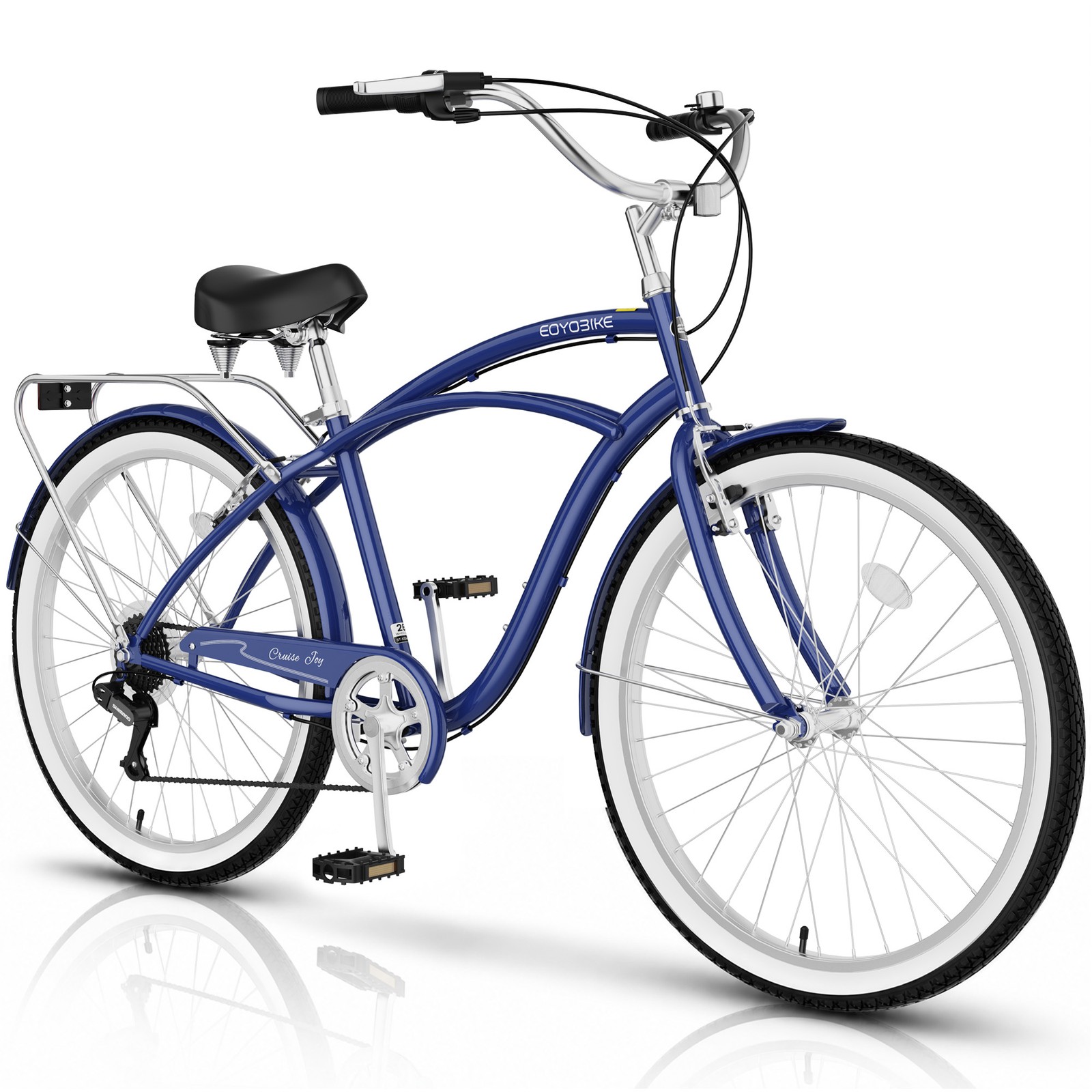 EOYOBIKE 26 Inch Beach Cruiser Bike 7 Speed City Bike Commuter Bicycle Men Women