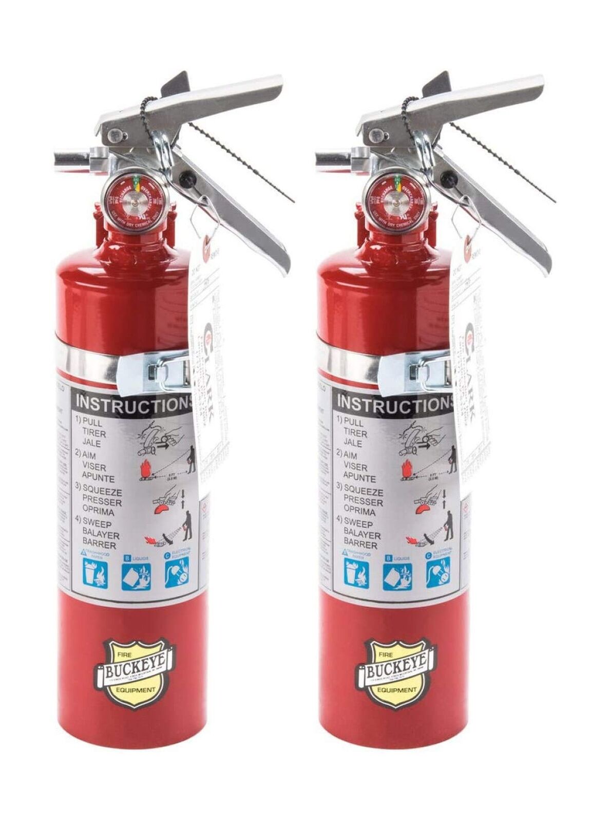 2 Pack Buckeye 13315 ABC Multipurpose Dry Chemical Hand Held Fire Extinguishe...