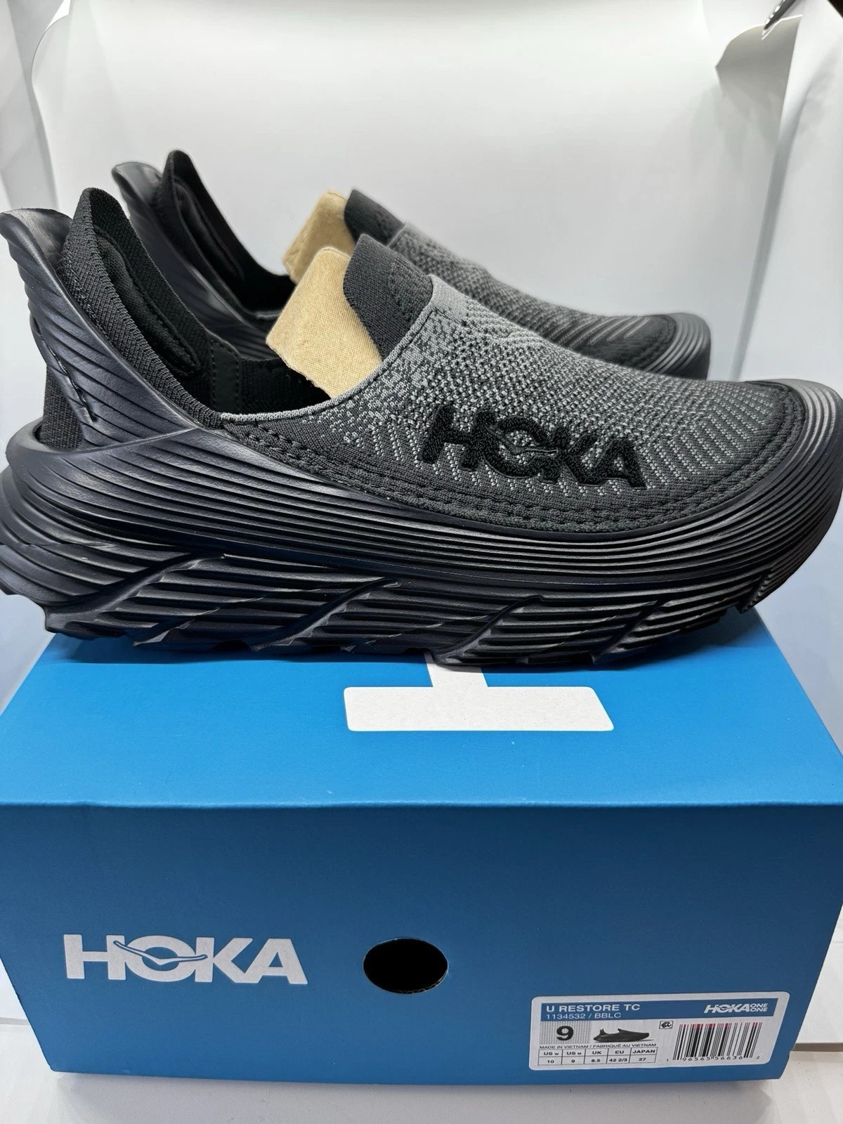 HOKA Restore TC Black 1134532-BBLC Men Size 8-13 Run Club New Trainer