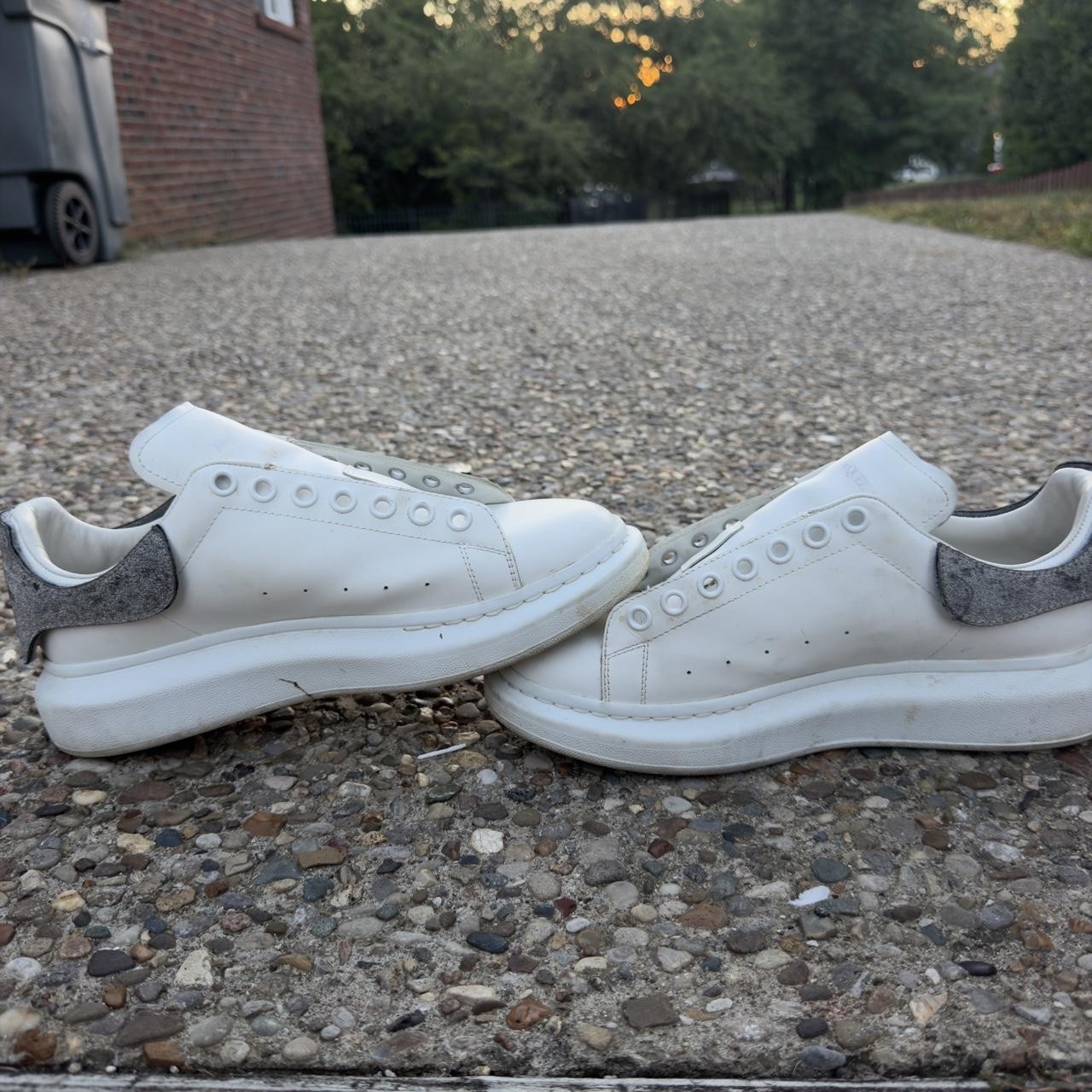 Alexander McQueen Oversized White Leather Sneakers Silver Removable Heel Alexander McQueen Oversized White Leather Sneakers Silver Removable Heel