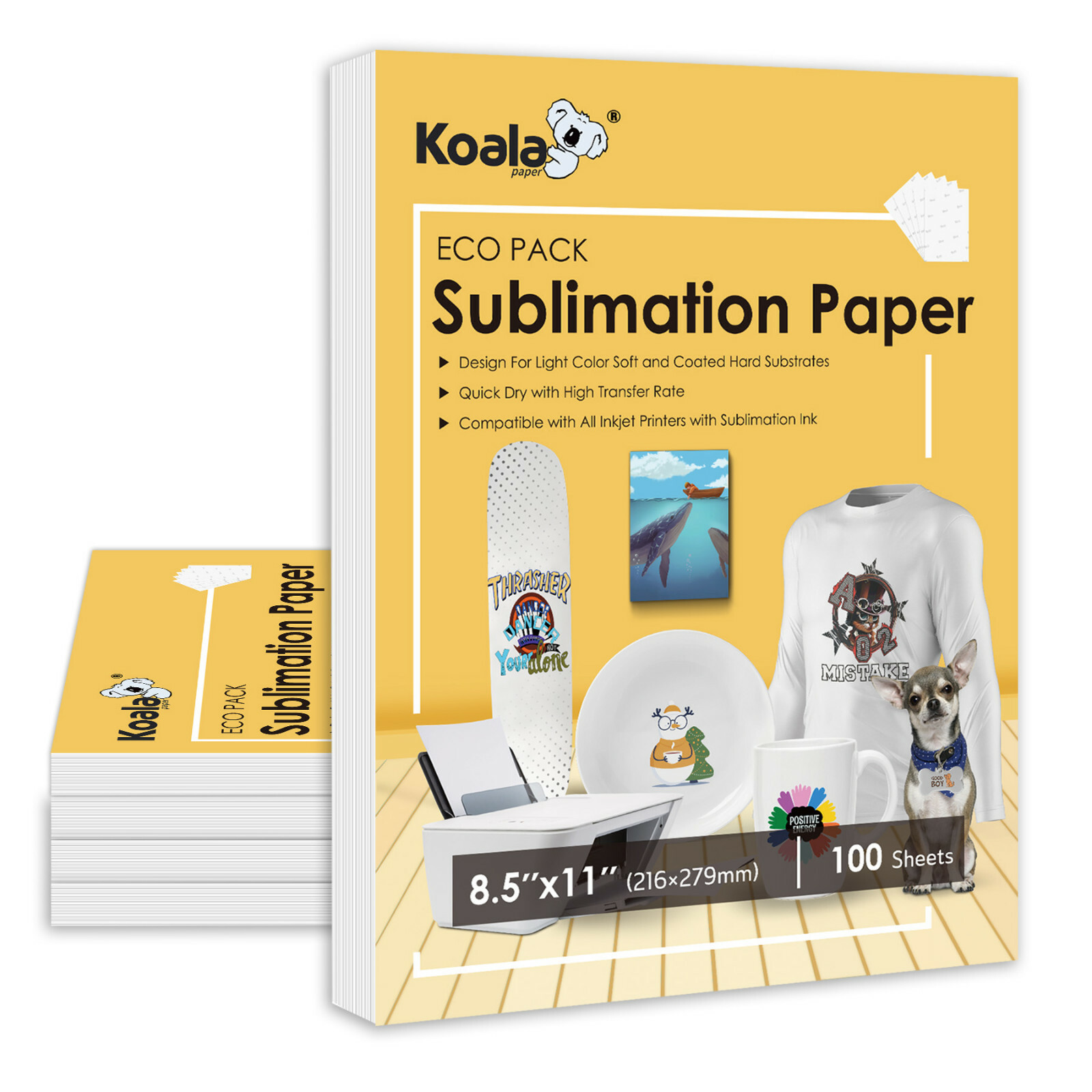 Koala Sublimation Paper 8.5x11 500 Sheet for Inkjet Heat Transfer Bulk Wholesale Koala Sublimation Paper 8.5x11 500 Sheet for Inkjet Heat Transfer Bulk Wholesale