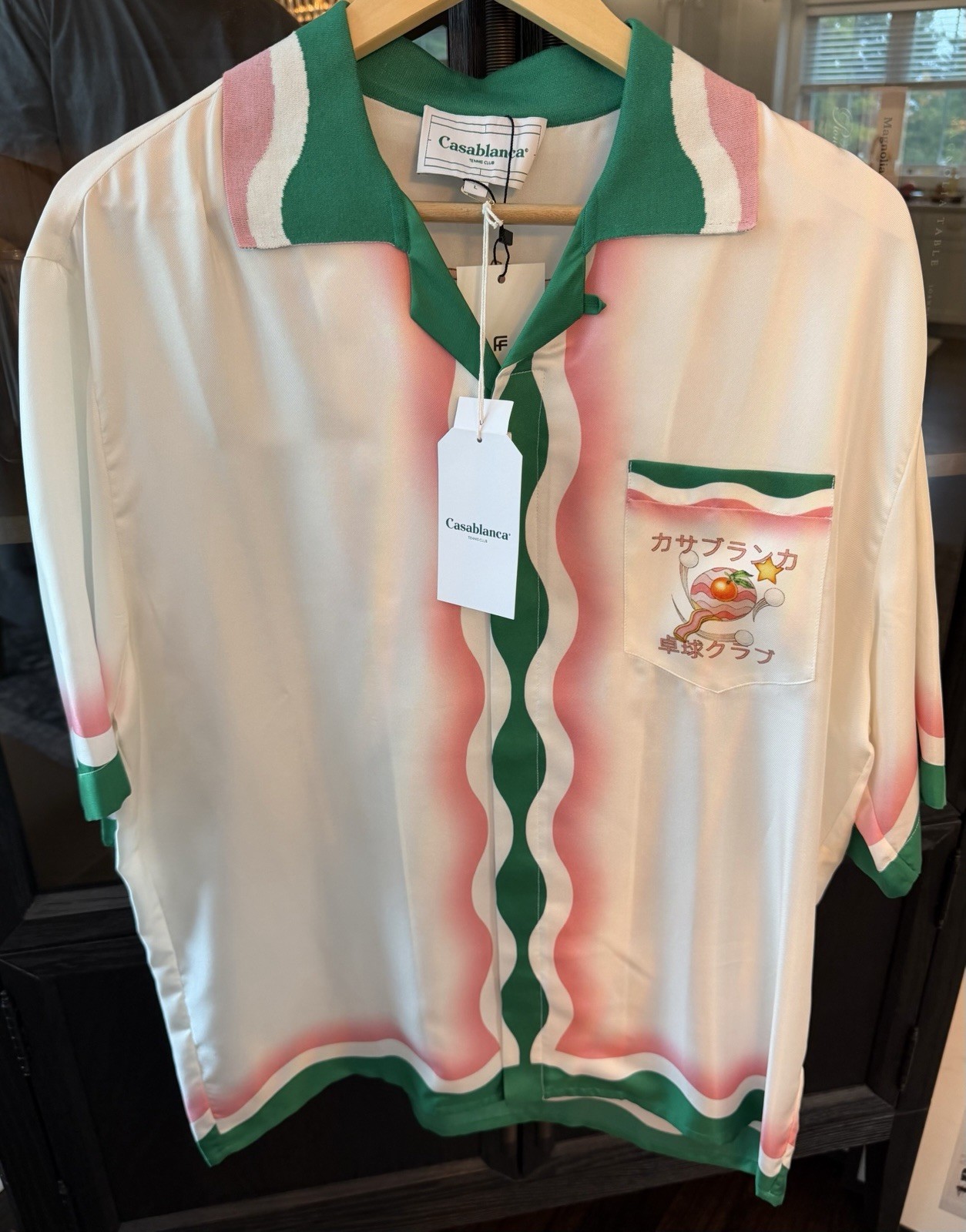 Casablanca Le Jeu De Ping Pong Silk Shirt MS22-SH-014 Size L NWT
