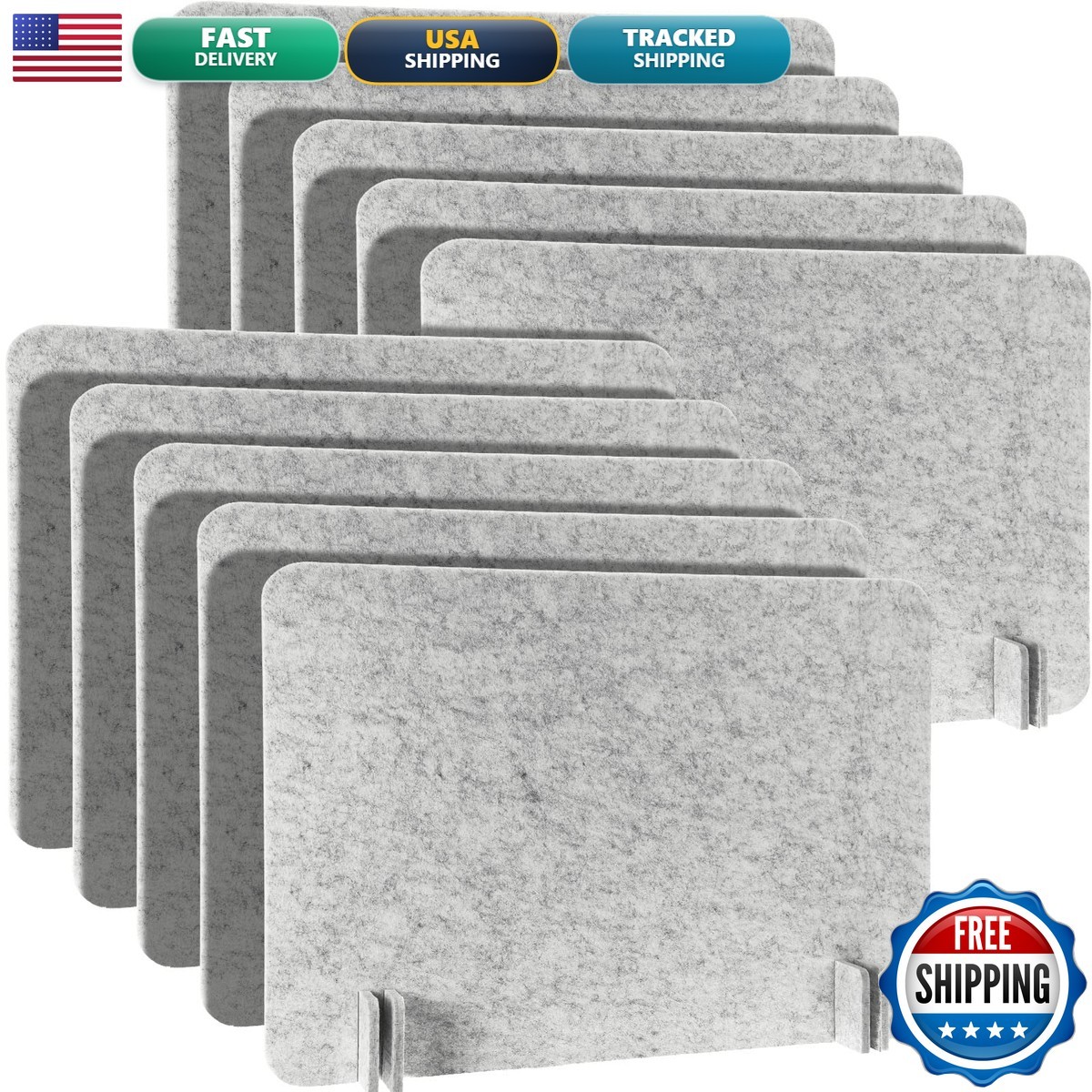 Fabbay 10 Pcs Acoustic Desk Divider Sliver Gray Fabbay 10 Pcs Acoustic Desk Divider Sliver Gray