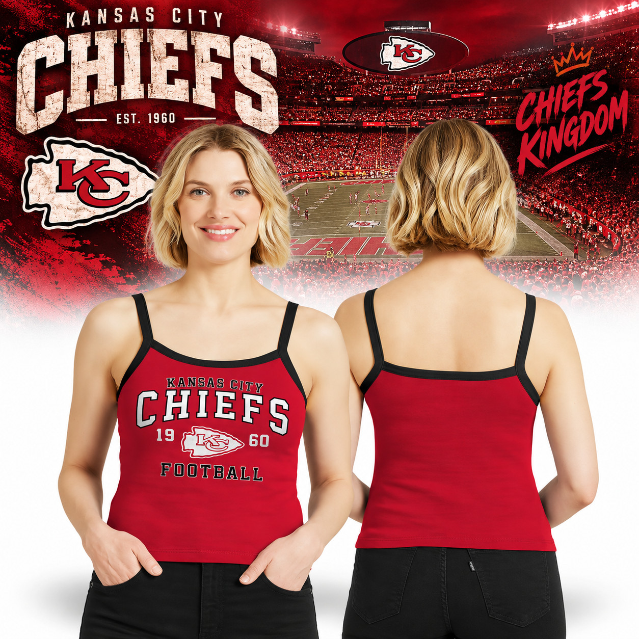SO HOT Kansas City Chiefs Red Colorblock Sleeveless Tank Top SO HOT Kansas City Chiefs Red Colorblock Sleeveless Tank Top