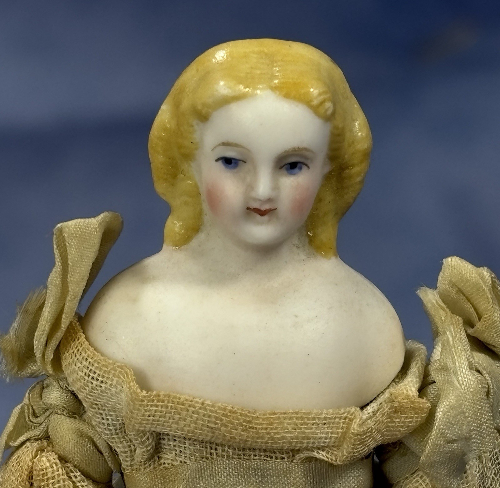 Antique 1870s German Parian Bisque Dollhouse Doll w Ringlets Antique 1870s German Parian Bisque Dollhouse Doll w Ringlets
