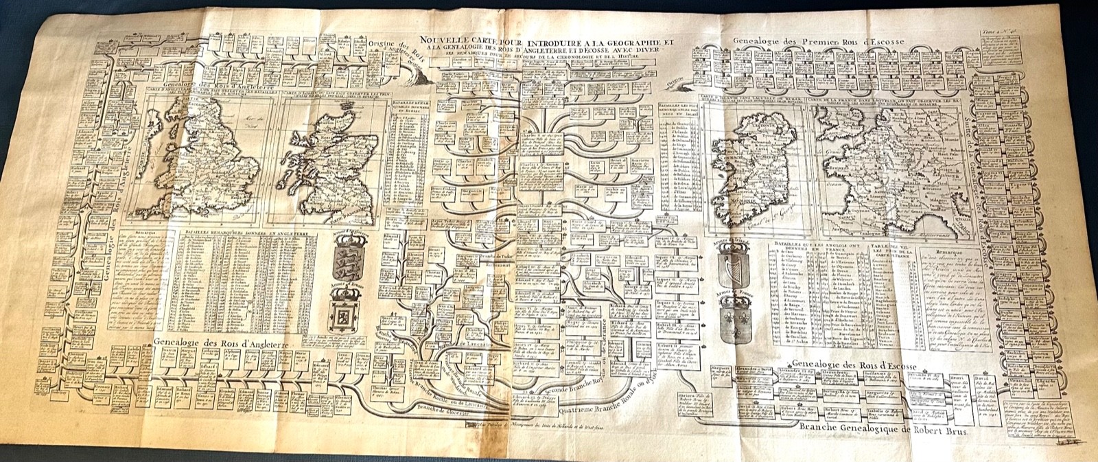 Antique Print-ROYAL FAMILY TREE-HISTORY ENGLAND, SCOTLAND, FRANCE Chatelain-1732 Antique Print-ROYAL FAMILY TREE-HISTORY ENGLAND, SCOTLAND, FRANCE Chatelain-1732