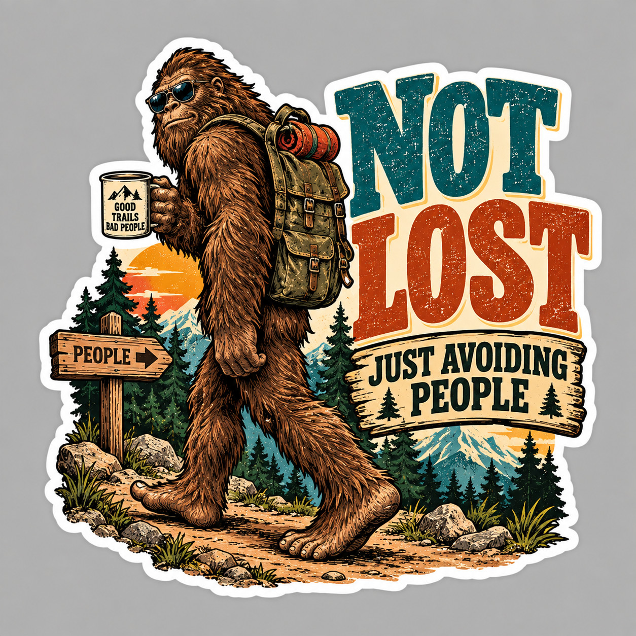 Bigfoot Sticker Vinyl Decal Not Lost Just Avoiding People Sasquatch Hiking Humor Bigfoot Sticker Vinyl Decal Not Lost Just Avoiding People Sasquatch Hiking Humor