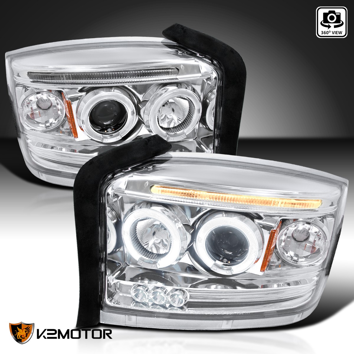 Clear Fits 2005-2007 Dodge Dakota LED Halo Projector Headlights Lamps L+R 05-07 Clear Fits 2005-2007 Dodge Dakota LED Halo Projector Headlights Lamps L+R 05-07