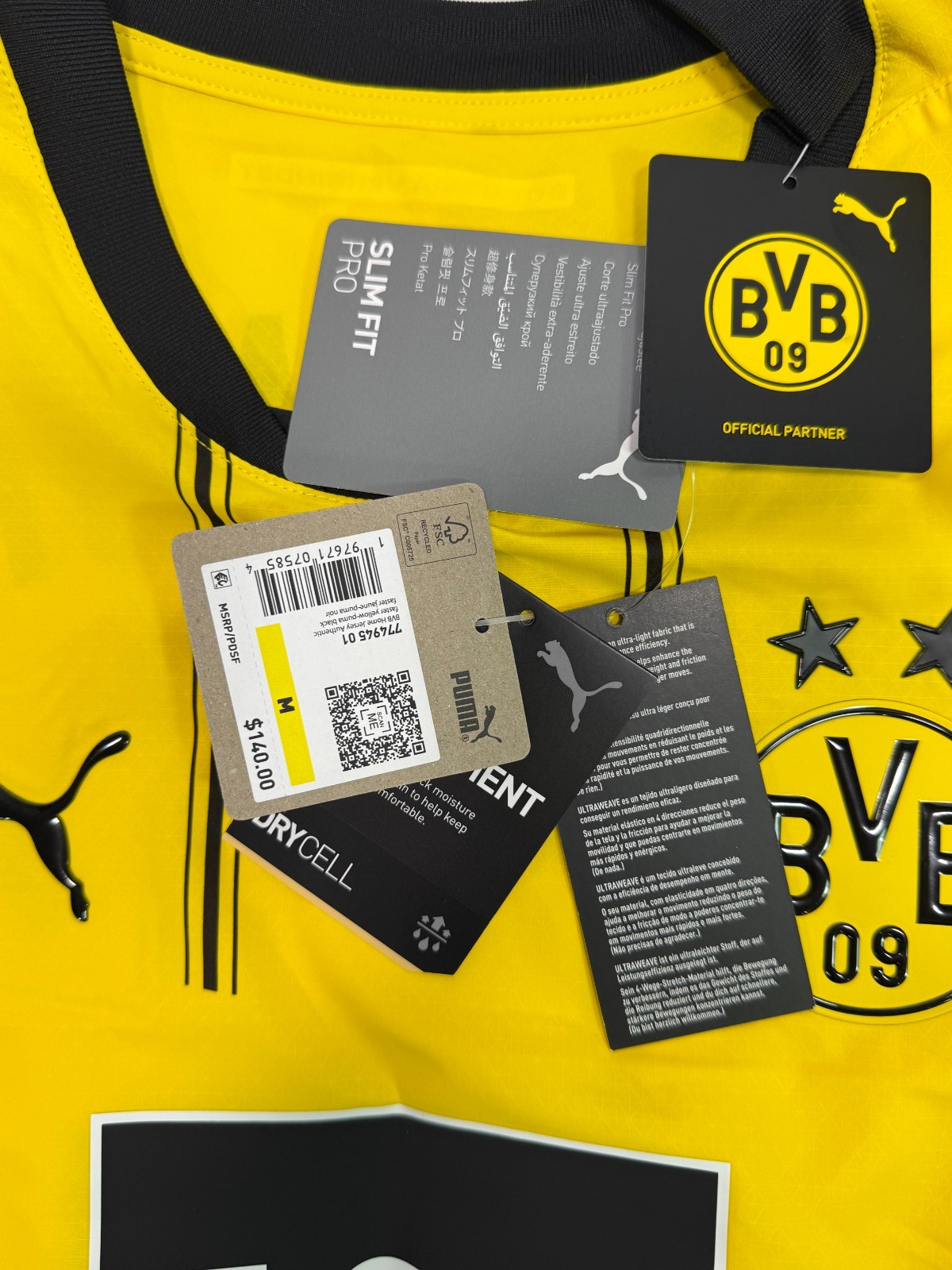 Puma Borussia Dortmund BVB 24/25 $140 Authentic Home Soccer Jersey 774945 01