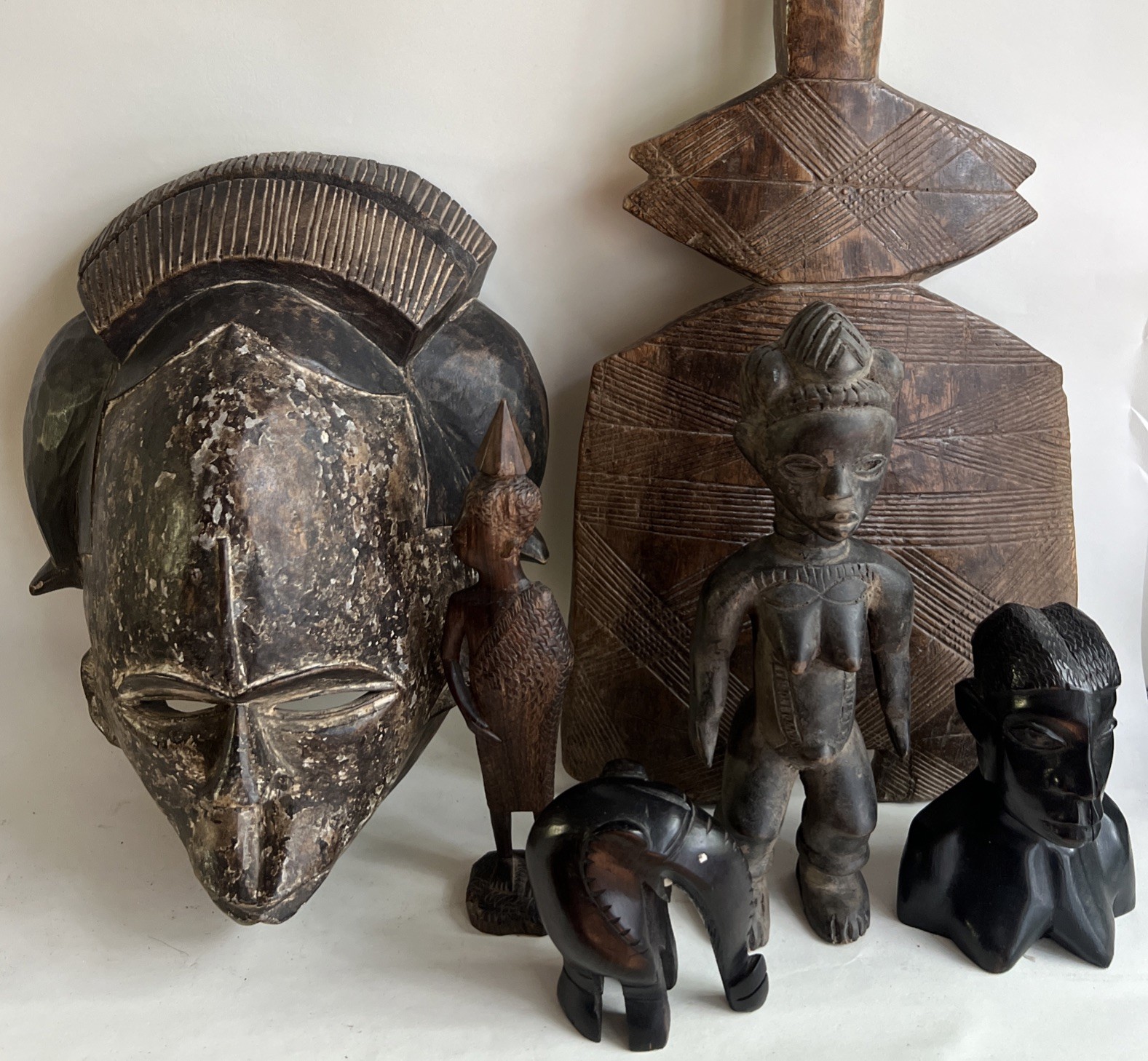 Six (6) Piece African/Tribal/Ethnographic Wood Mask Figures Estate Collector Lot
