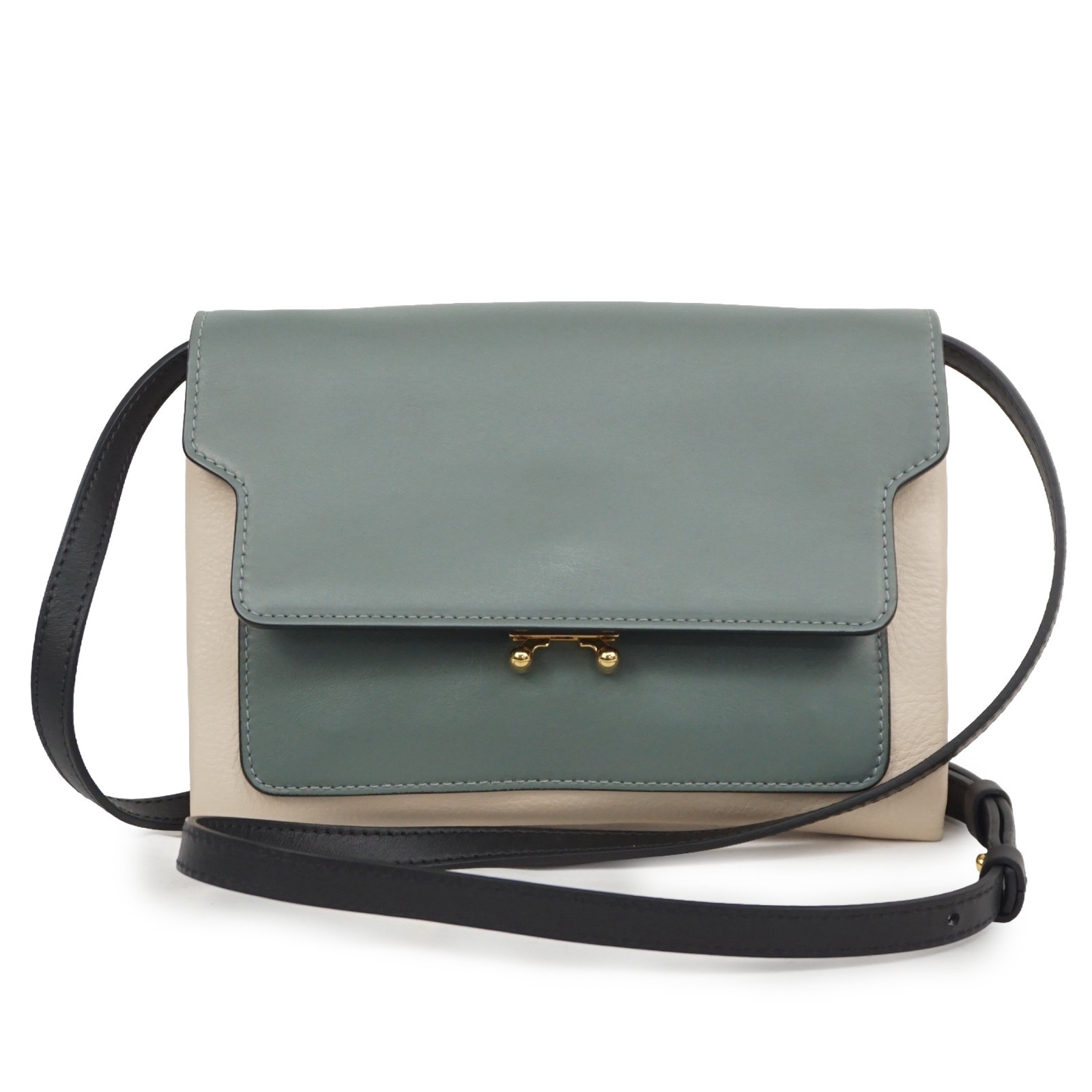 MARNI Trunk Crossbody Shoulder Bag Leather Olive Multicolor B26H362