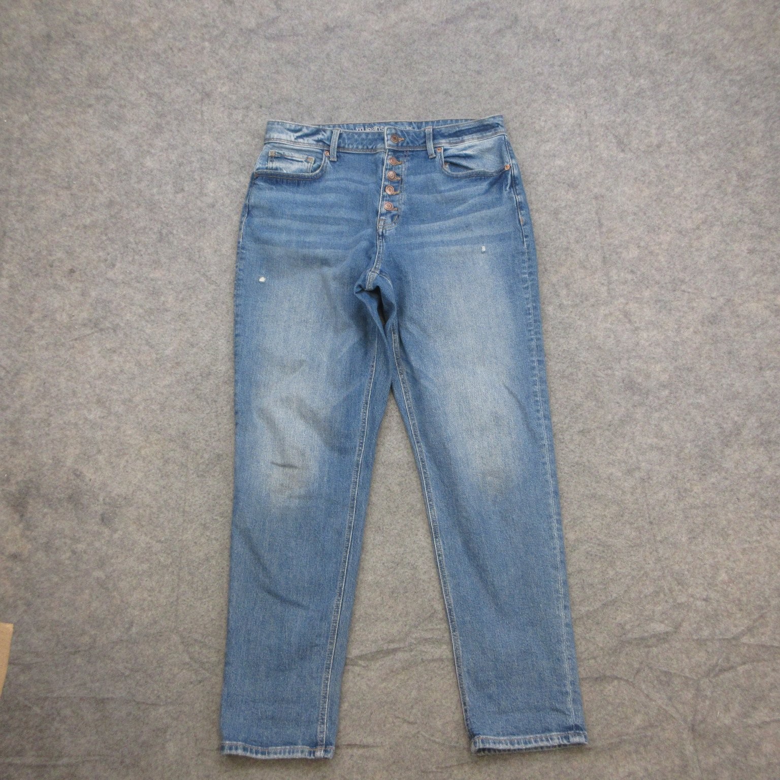 m jeans by maurices Women\'s Blue 16 Long High Rise Button Fly Stretch Distressed m jeans by maurices Women\'s Blue 16 Long High Rise Button Fly Stretch Distressed
